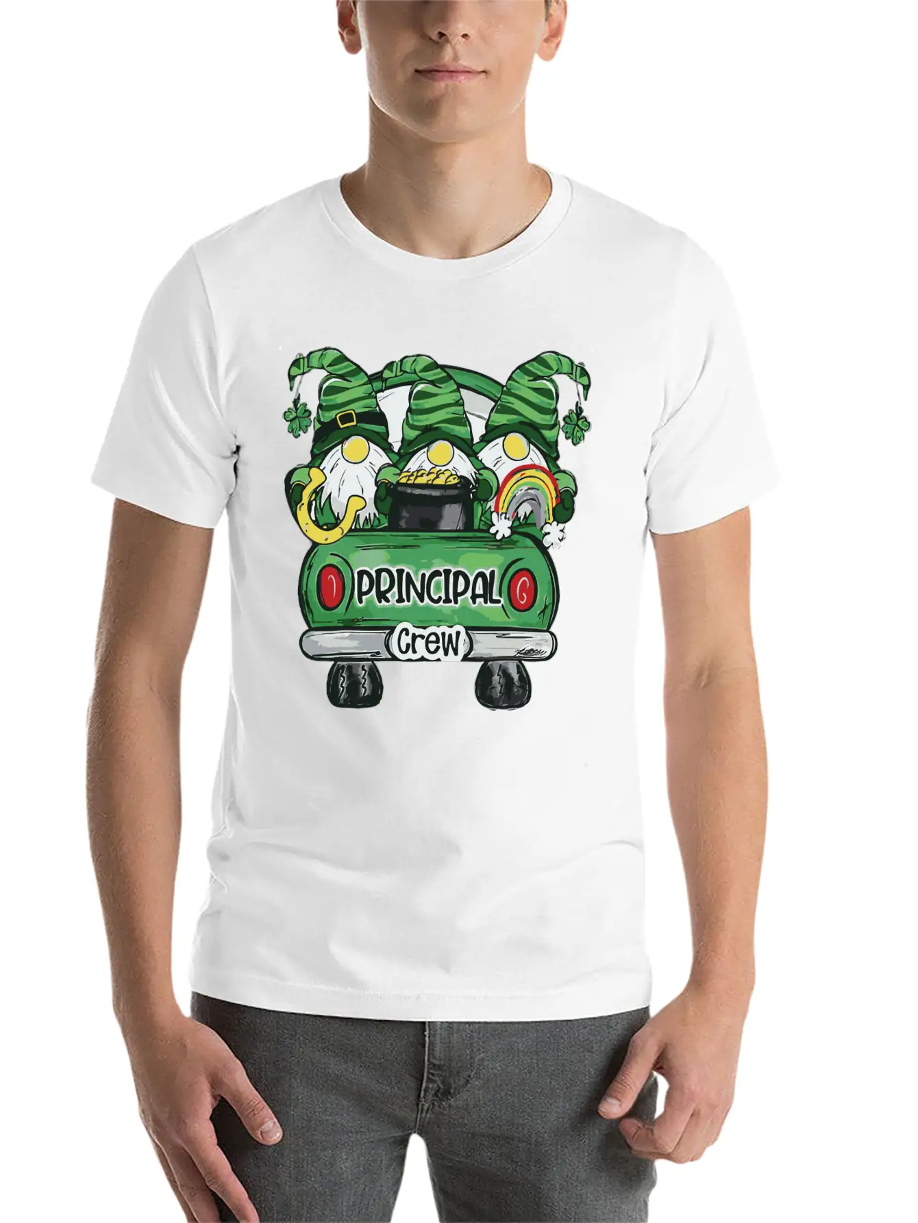 Principal Crew Gnomies Truck St Patrick Teacher Basic Graphic T-Shirt – Daily Comfort In Soft Cotton