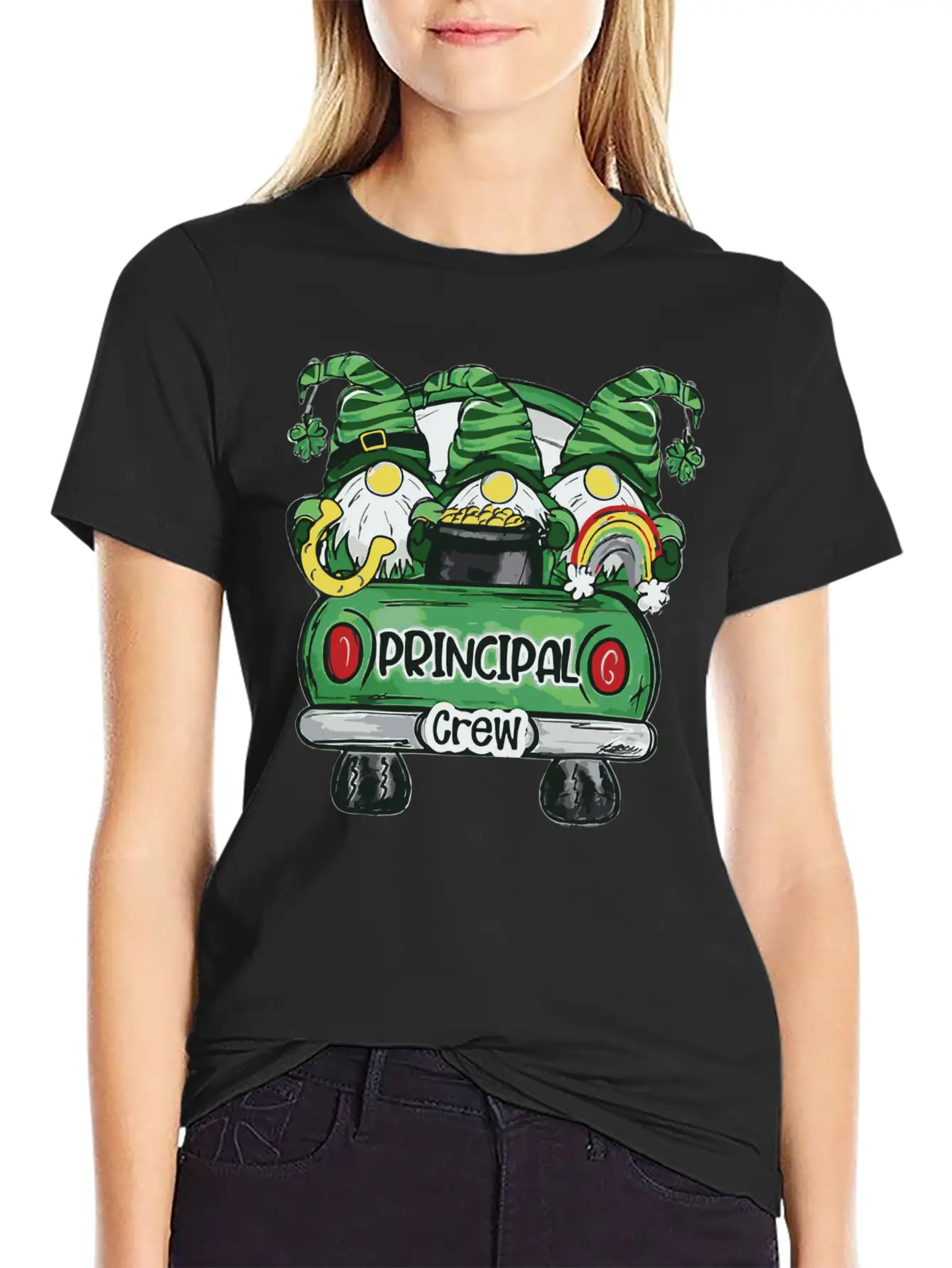 Principal Crew Gnomies Truck St Patrick Teacher Basic Graphic T-Shirt – Daily Comfort In Soft Cotton