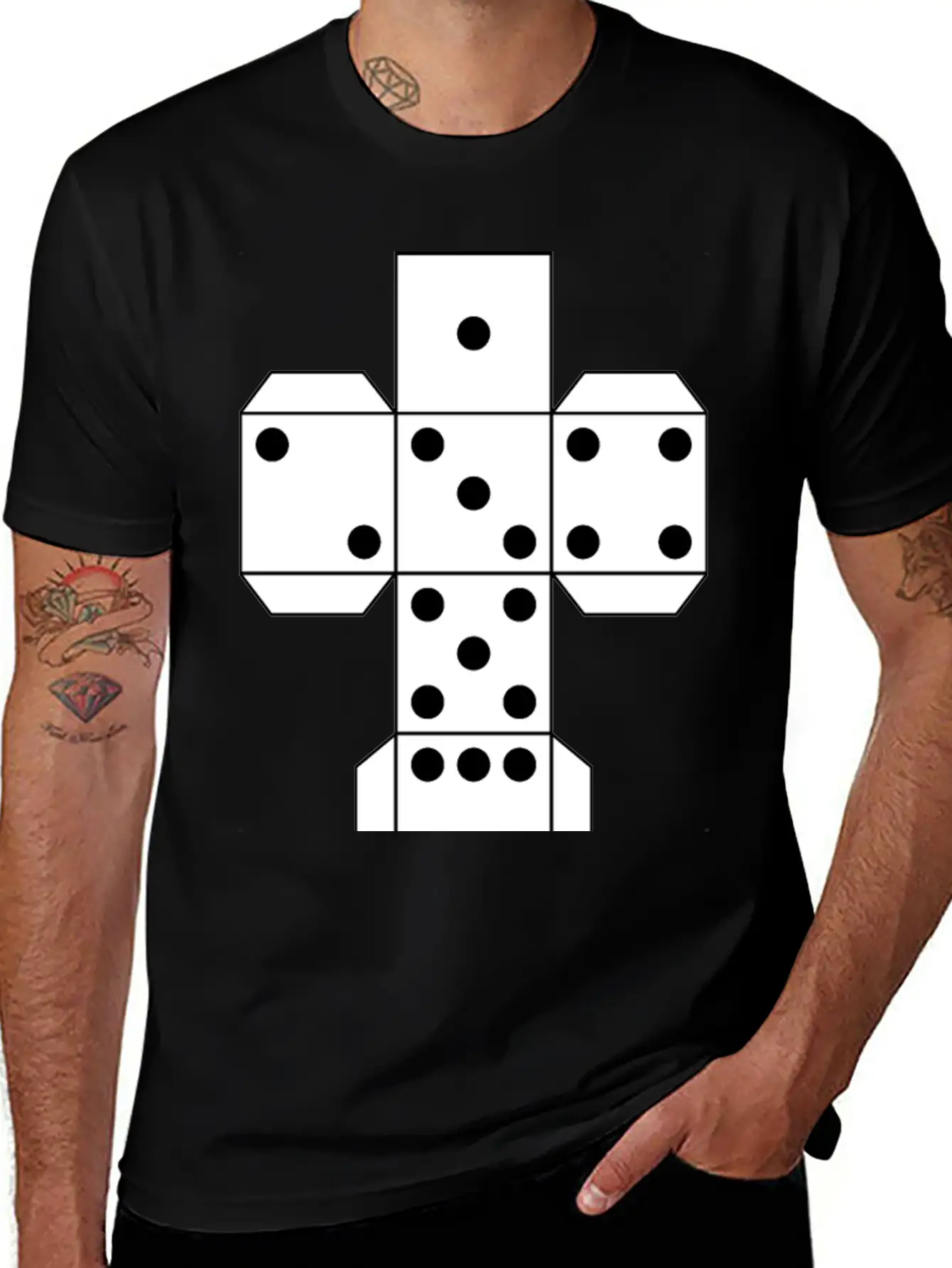 Printable Die Dice | Black And White Color Dice Unisex Casual T-Shirt – Clean Design For Daily Comfort