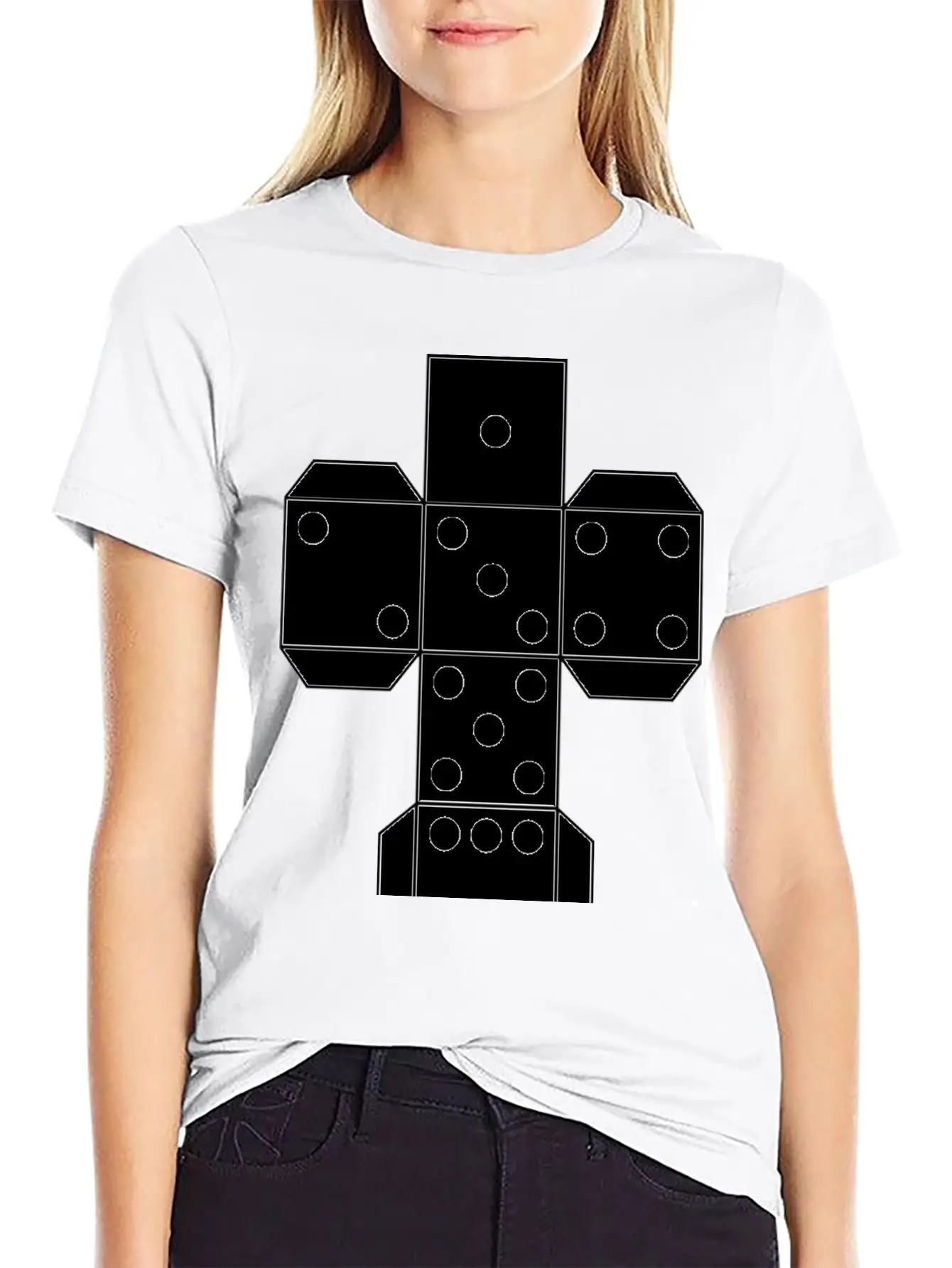 Printable Die Dice | Black And White Color Dice Unisex Casual T-Shirt – Clean Design For Daily Comfort