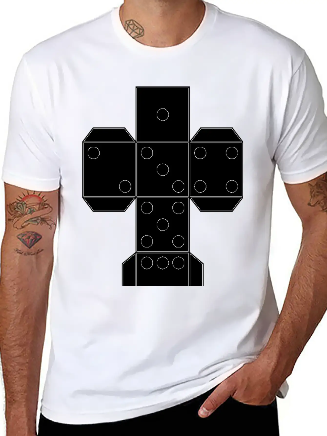 Printable Die Dice | Black And White Color Dice Unisex Casual T-Shirt – Clean Design For Daily Comfort