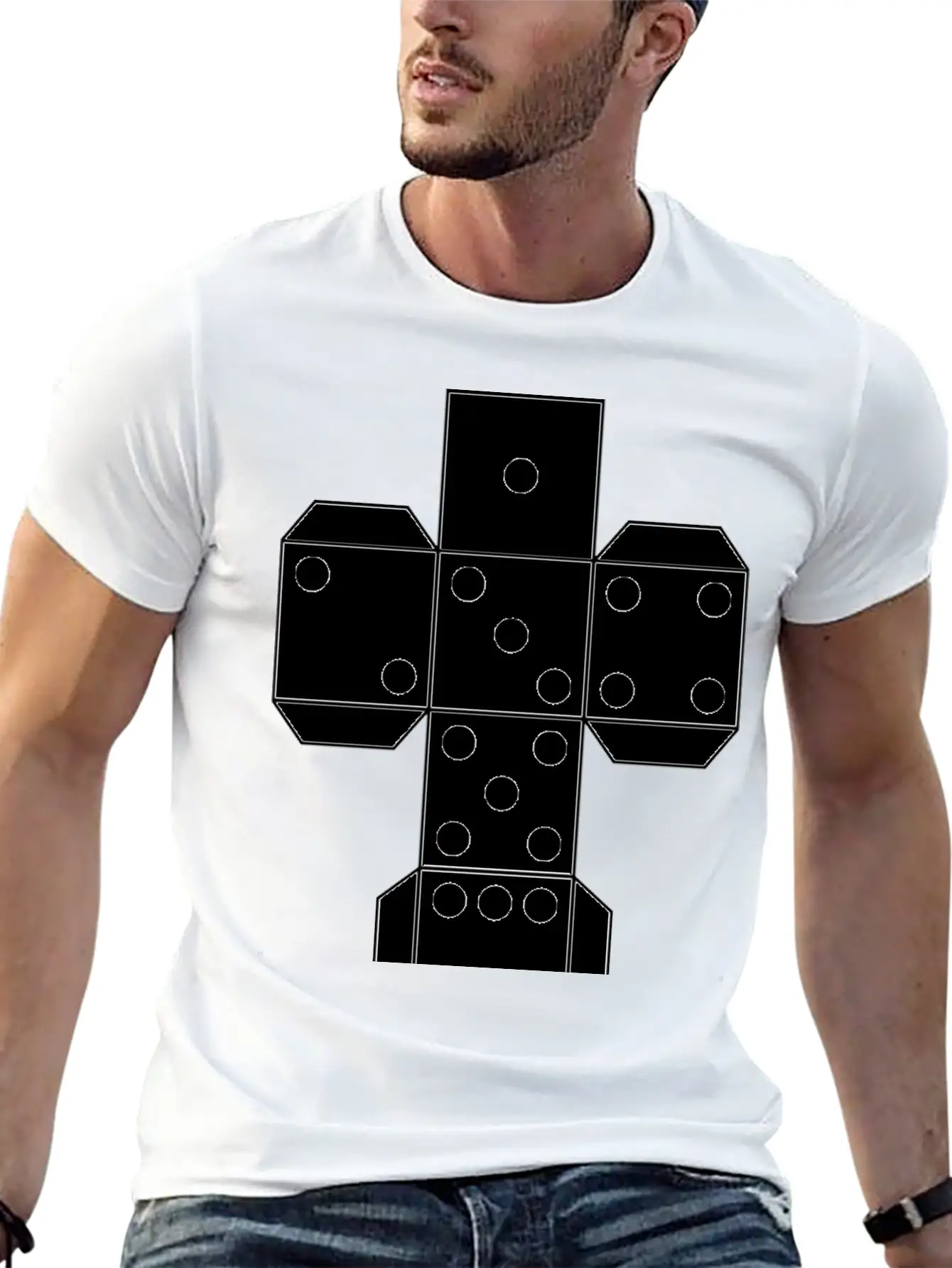Printable Die Dice | Black And White Color Dice Unisex Casual T-Shirt – Clean Design For Daily Comfort