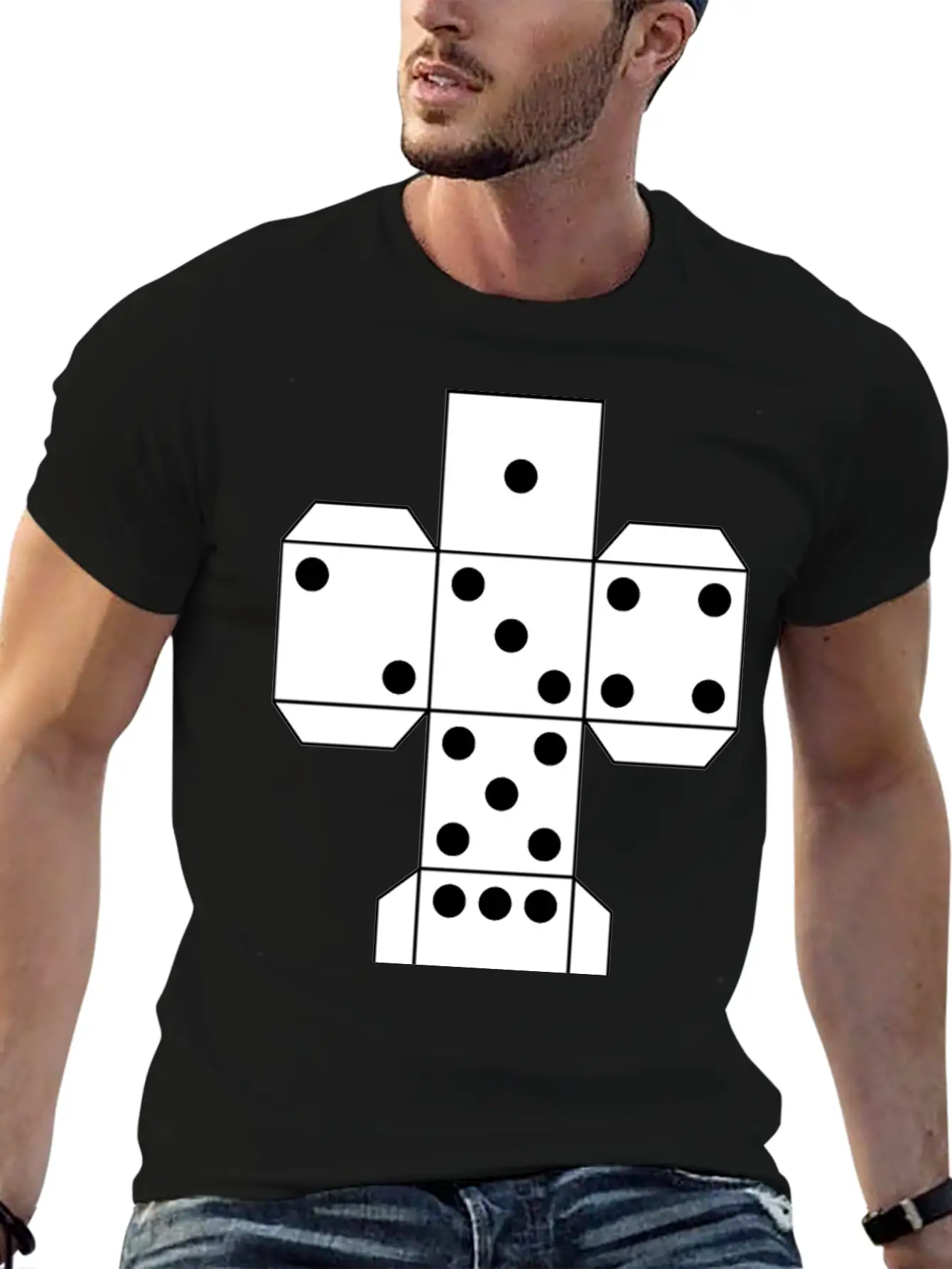 Printable Die Dice | Black And White Color Dice Unisex Casual T-Shirt – Clean Design For Daily Comfort