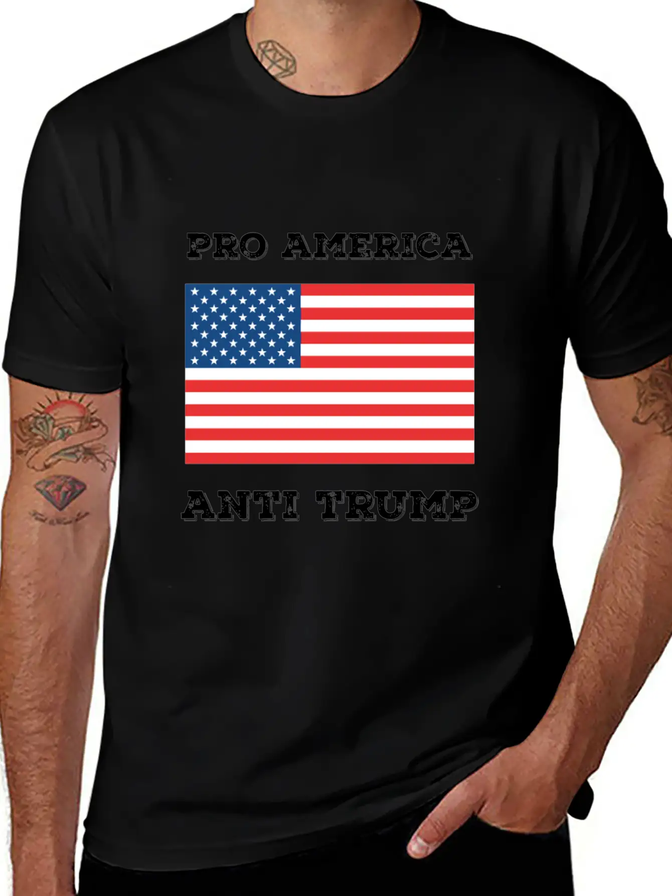 Pro America Anti Trump Modern Fit Casual T-Shirt ��� Clean And Versatile Design