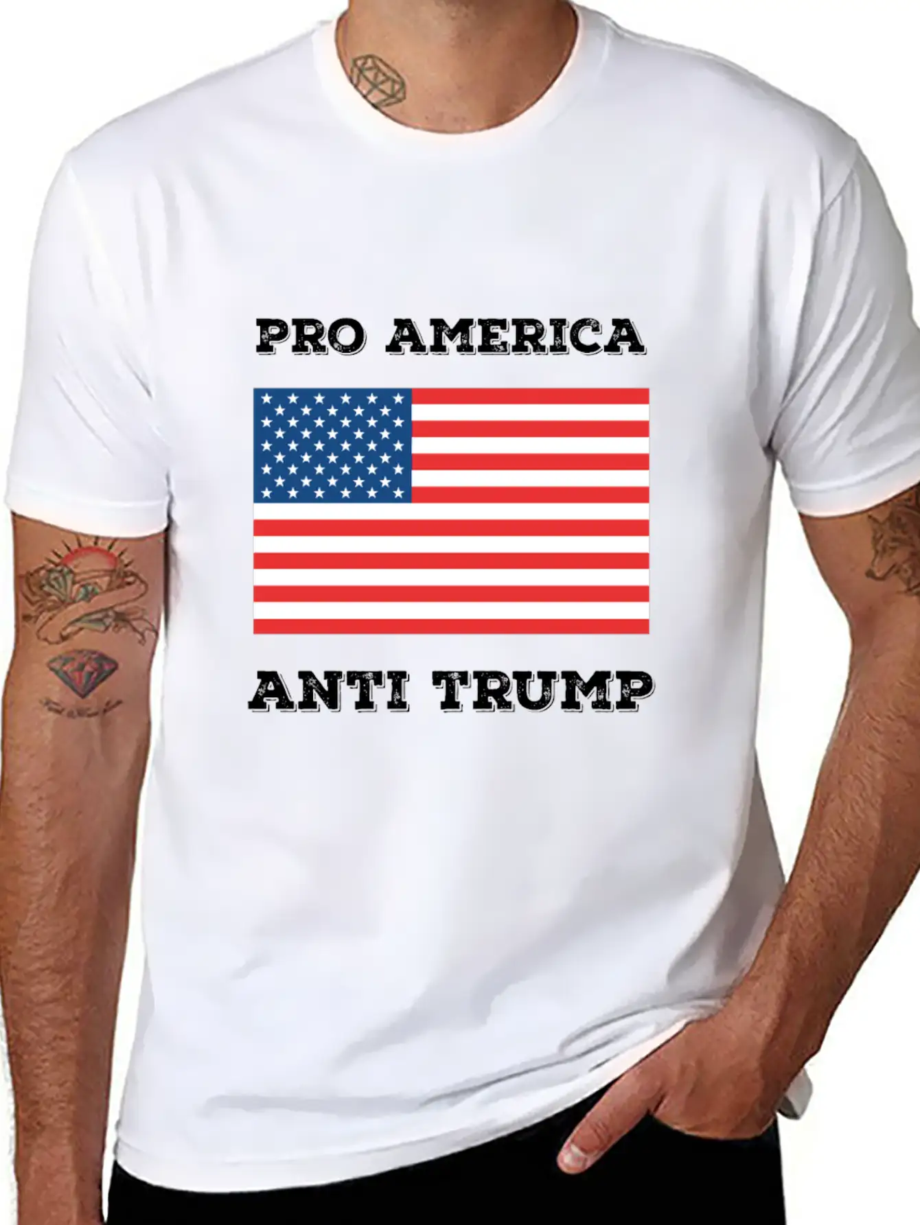 Pro America Anti Trump Modern Fit Casual T-Shirt ��� Clean And Versatile Design