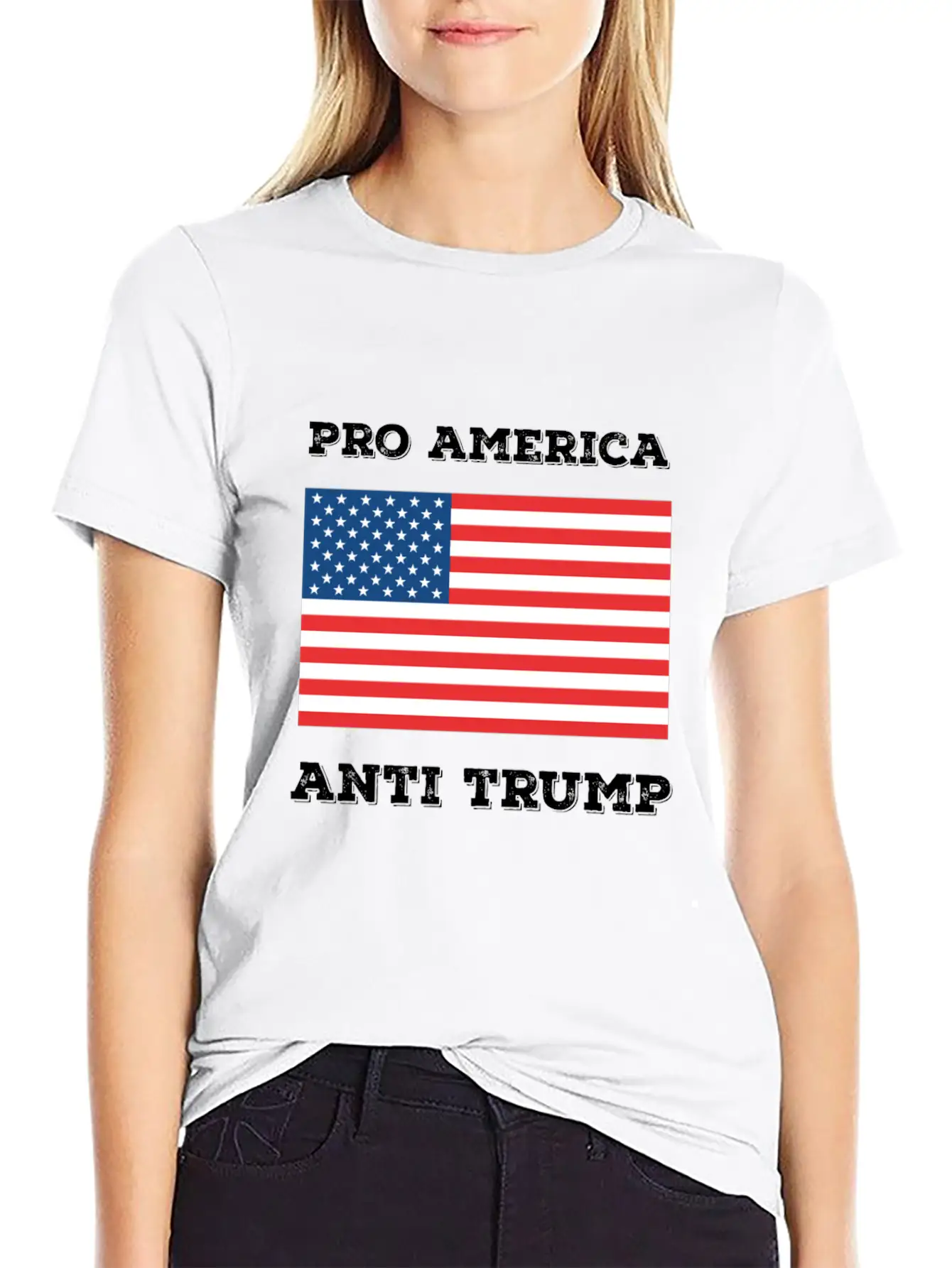 Pro America Anti Trump Modern Fit Casual T-Shirt ��� Clean And Versatile Design