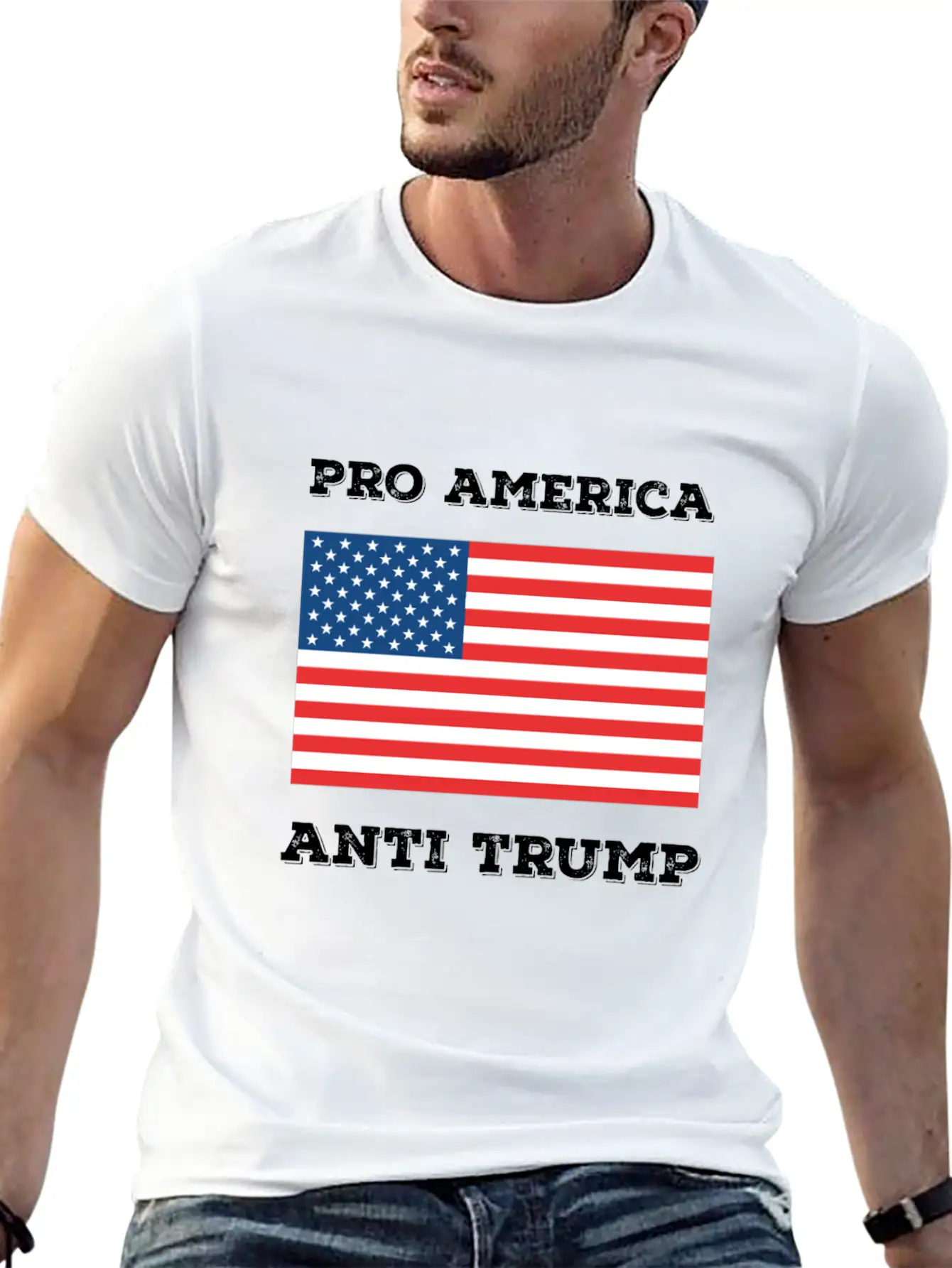 Pro America Anti Trump Modern Fit Casual T-Shirt ��� Clean And Versatile Design