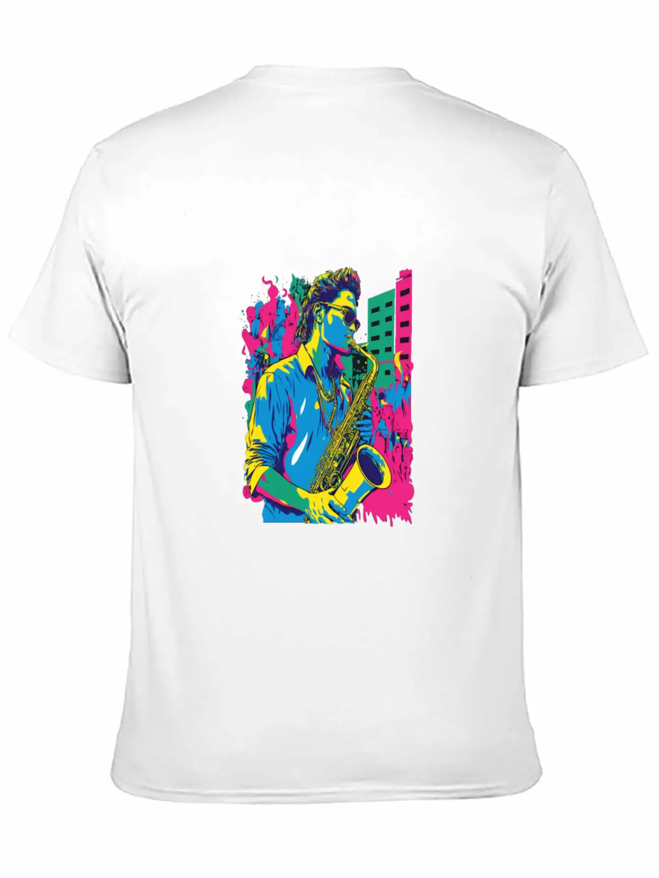 Professional Saxophone Musician Retro Pop Art Basic Graphic T-Shirt – Daily Comfort In Soft Cotton