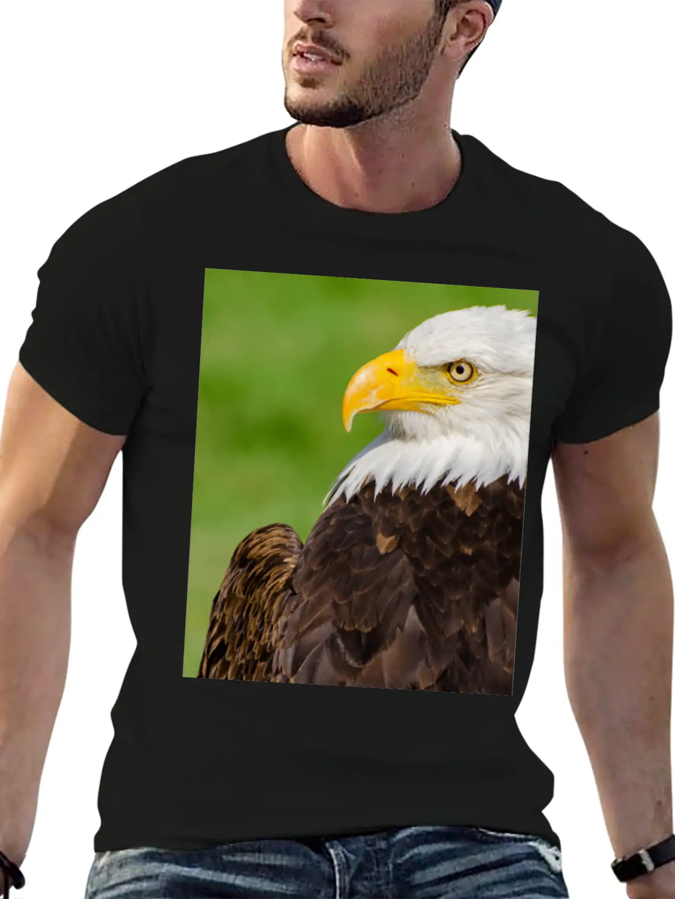 Profile Of A Bald Eagle Resting On A Sunny Day Lightweight Cotton T-Shirt – Daily Comfort Graphic Shirt