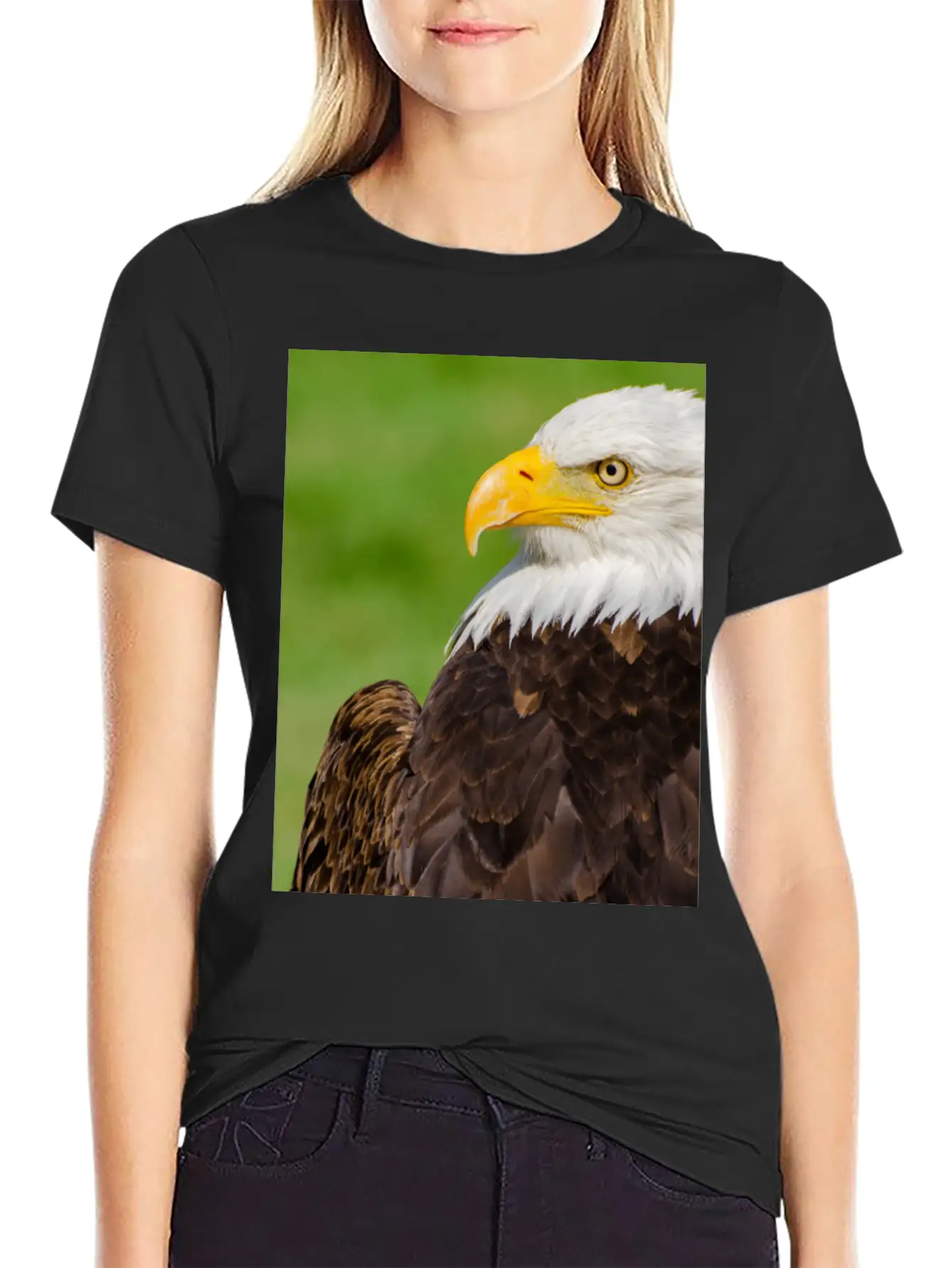 Profile Of A Bald Eagle Resting On A Sunny Day Lightweight Cotton T-Shirt – Daily Comfort Graphic Shirt