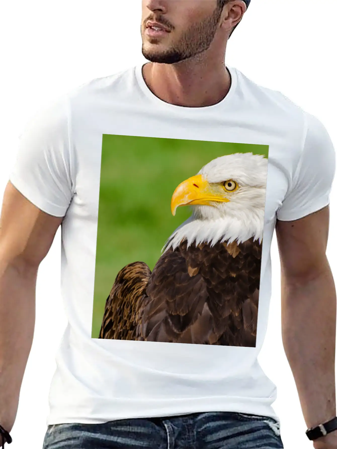 Profile Of A Bald Eagle Resting On A Sunny Day Lightweight Cotton T-Shirt – Daily Comfort Graphic Shirt