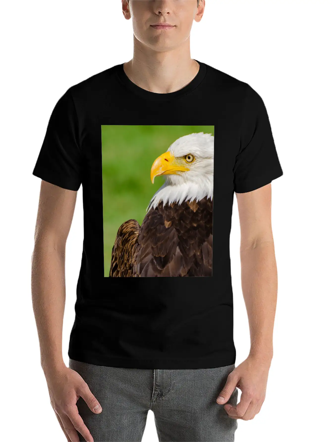 Profile Of A Bald Eagle Resting On A Sunny Day Lightweight Cotton T-Shirt – Daily Comfort Graphic Shirt