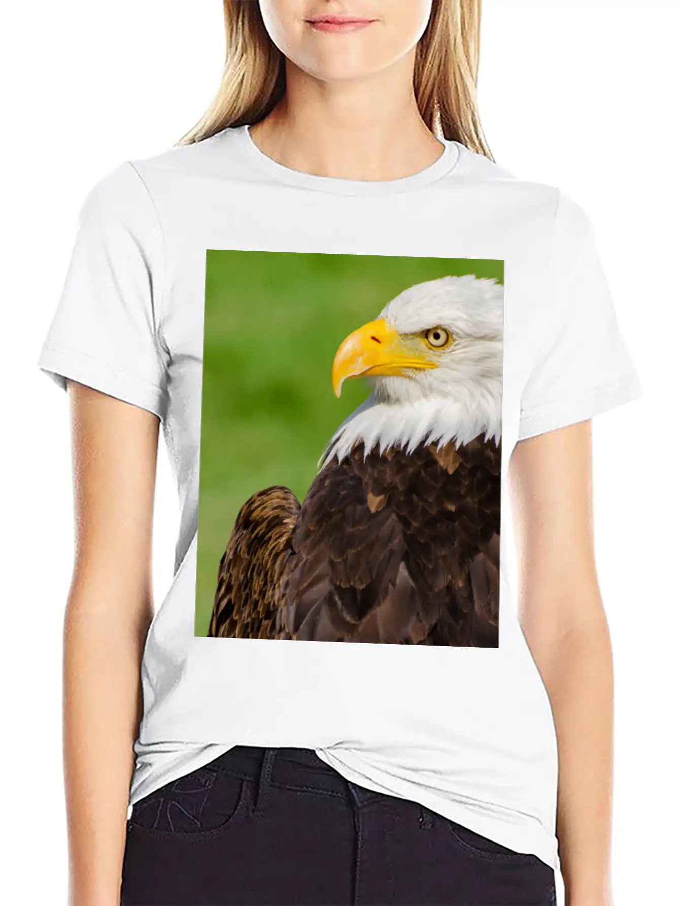 Profile Of A Bald Eagle Resting On A Sunny Day Lightweight Cotton T-Shirt – Daily Comfort Graphic Shirt