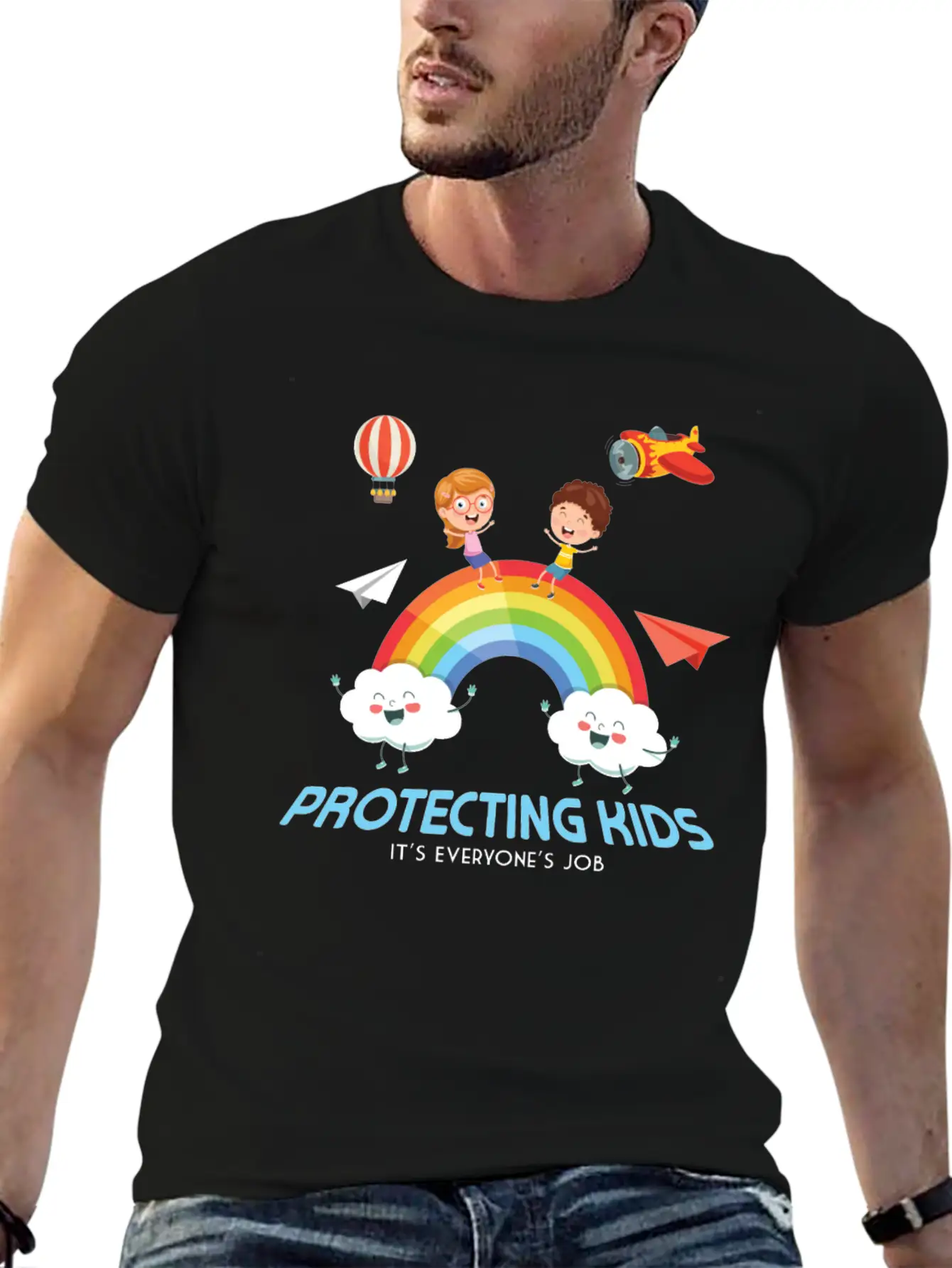 Protecting Kids It's Everyone's Job Child Safety Unisex Casual T-Shirt – Clean Design For Daily Comfort