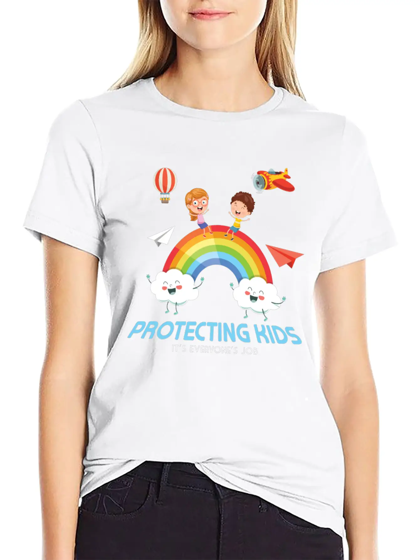 Protecting Kids It's Everyone's Job Child Safety Unisex Casual T-Shirt – Clean Design For Daily Comfort