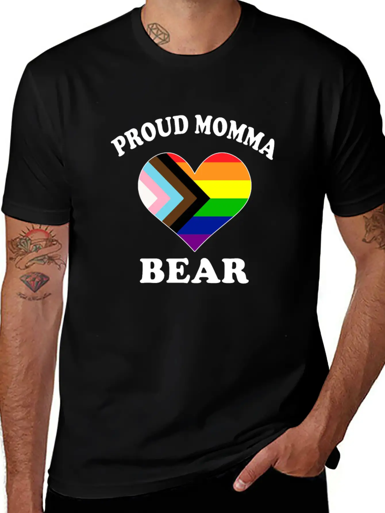 Proud Momma Bear Trans LGTBQ Pride Black Month Modern Fit Casual T-Shirt – Clean And Versatile Design