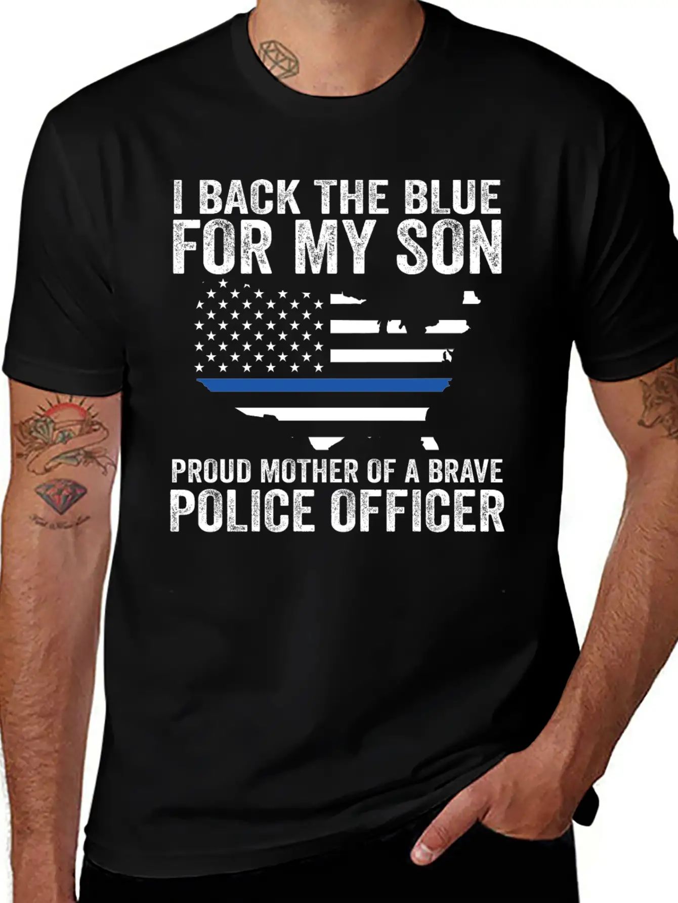 Proud Mother Of A Brave Police Officer Shirts! Lightweight Cotton T-Shirt – Daily Comfort Graphic Shirt