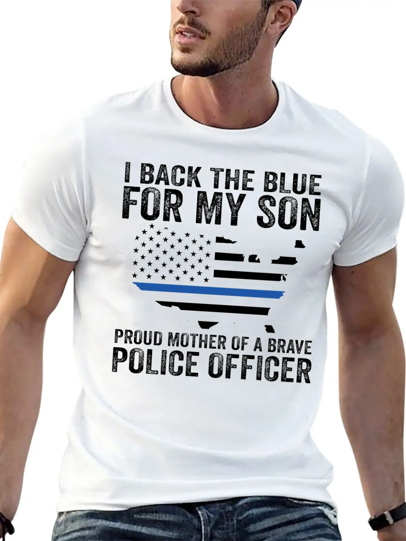 Proud Mother Of A Brave Police Officer Shirts! Lightweight Cotton T-Shirt – Daily Comfort Graphic Shirt