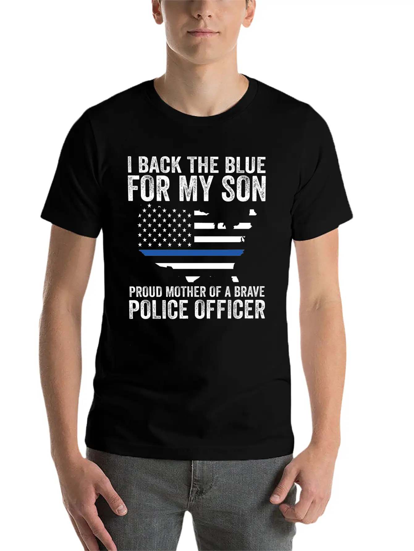 Proud Mother Of A Brave Police Officer Shirts! Lightweight Cotton T-Shirt – Daily Comfort Graphic Shirt