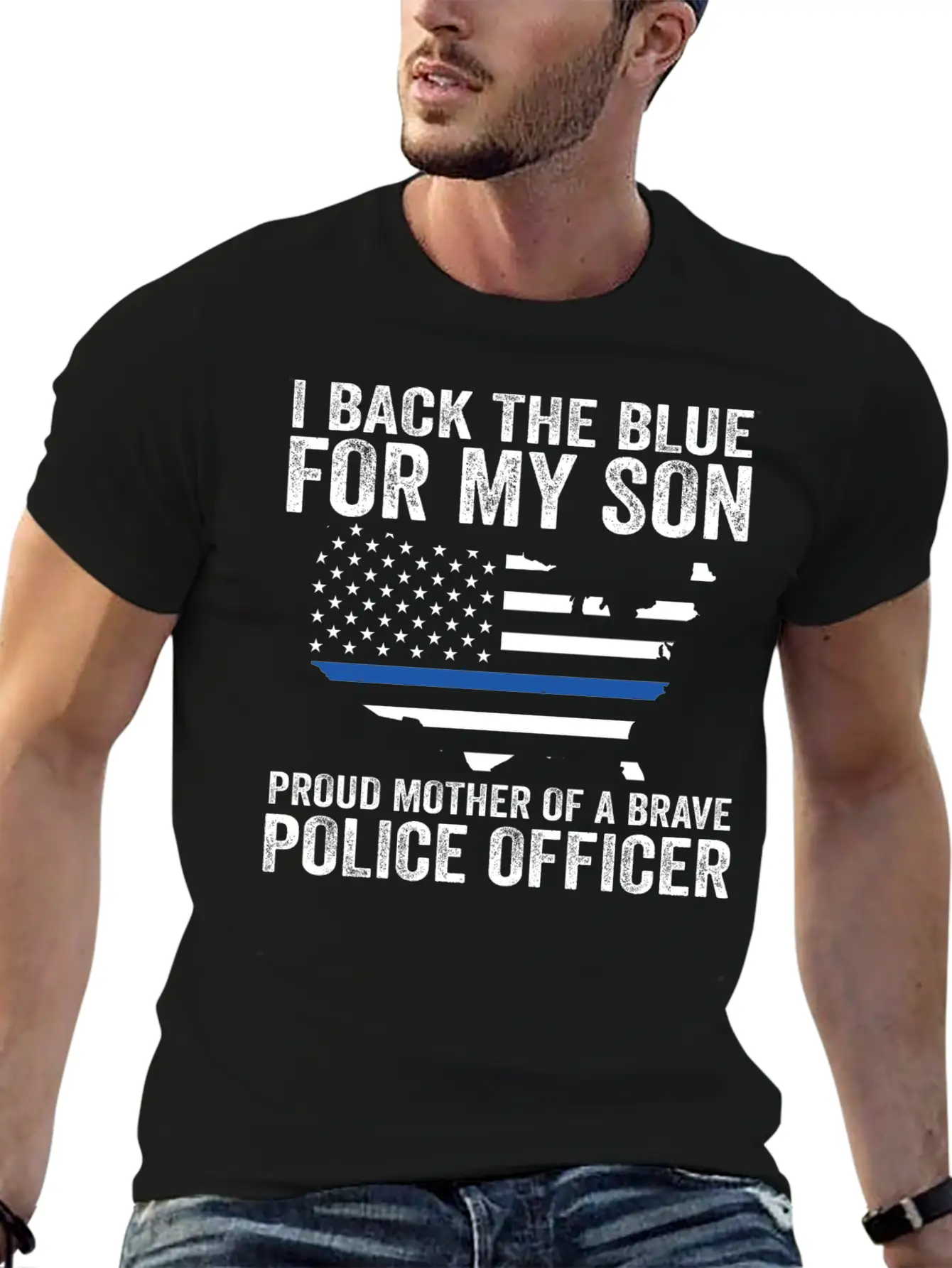 Proud Mother Of A Brave Police Officer Shirts! Lightweight Cotton T-Shirt – Daily Comfort Graphic Shirt