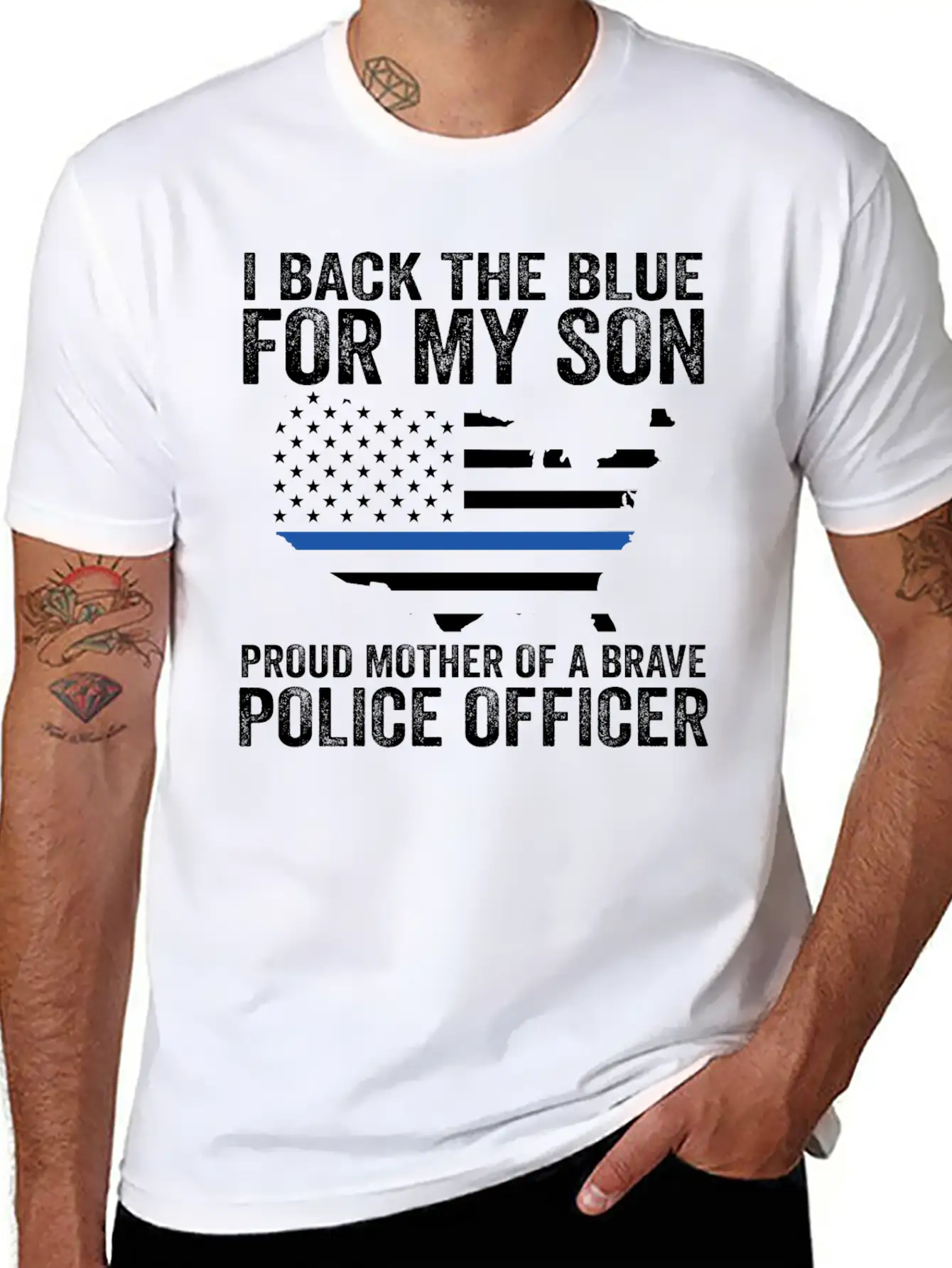 Proud Mother Of A Brave Police Officer Shirts! Lightweight Cotton T-Shirt – Daily Comfort Graphic Shirt
