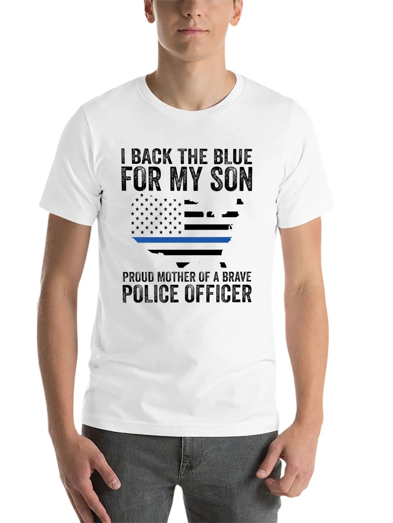 Proud Mother Of A Brave Police Officer Shirts! Lightweight Cotton T-Shirt – Daily Comfort Graphic Shirt