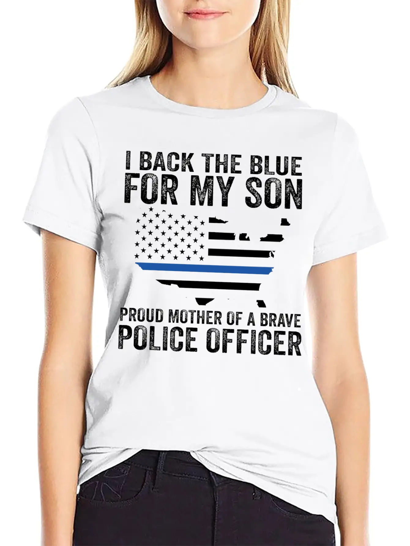 Proud Mother Of A Brave Police Officer Shirts! Lightweight Cotton T-Shirt – Daily Comfort Graphic Shirt