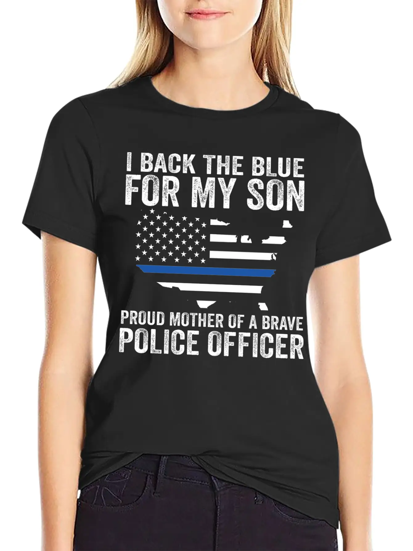 Proud Mother Of A Brave Police Officer Shirts! Lightweight Cotton T-Shirt – Daily Comfort Graphic Shirt