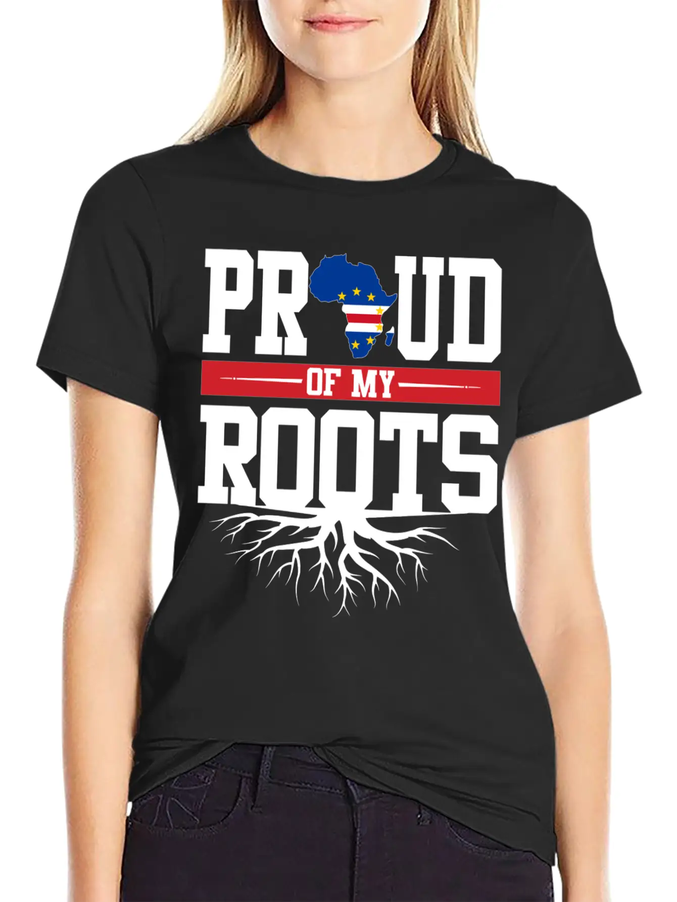 Proud Of My Roots With Cape Cabo Verde Flag In Afr Soft Cotton Short Sleeve Tee – Unisex Wardrobe Staple