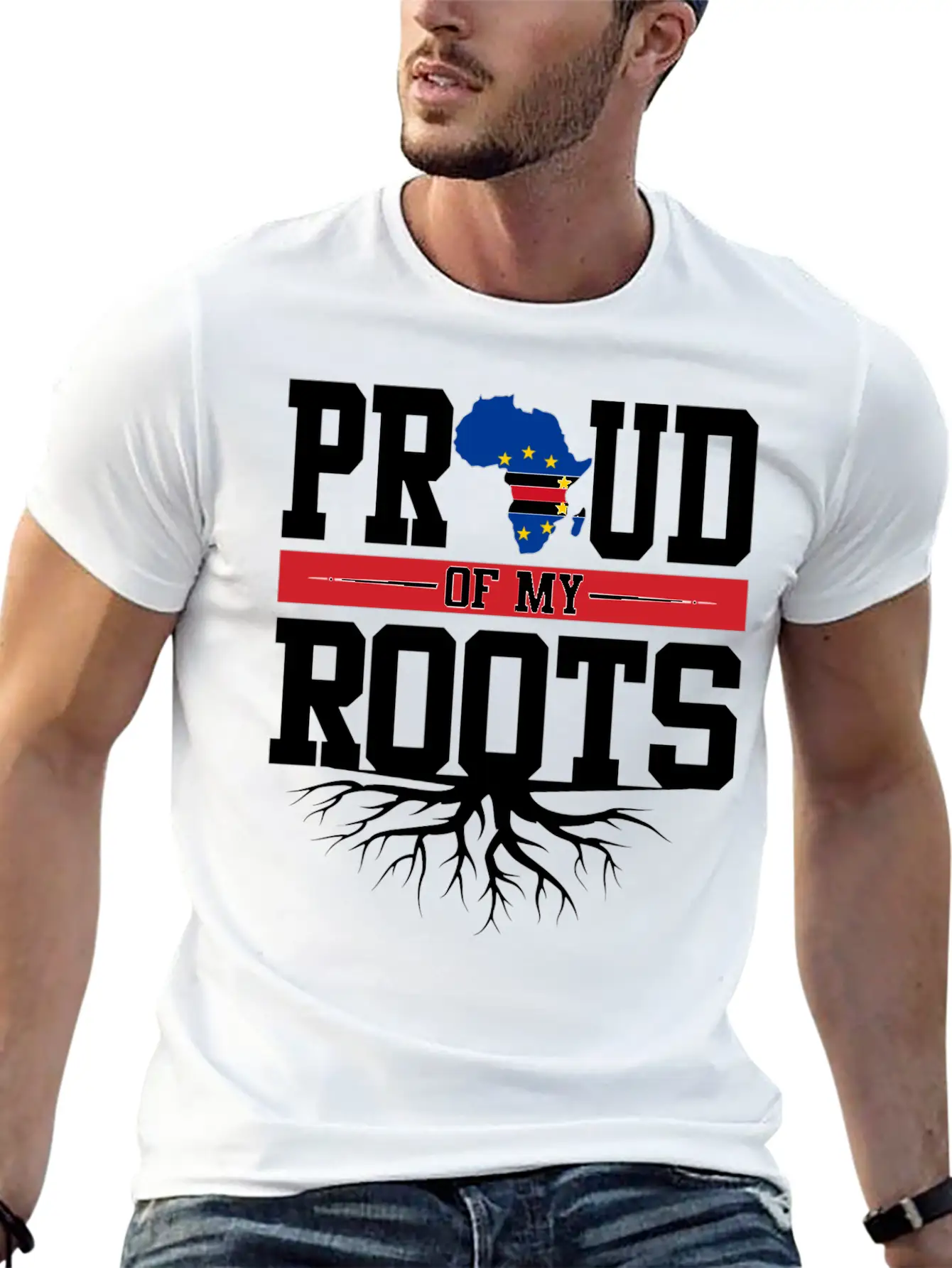 Proud Of My Roots With Cape Cabo Verde Flag In Afr Soft Cotton Short Sleeve Tee – Unisex Wardrobe Staple