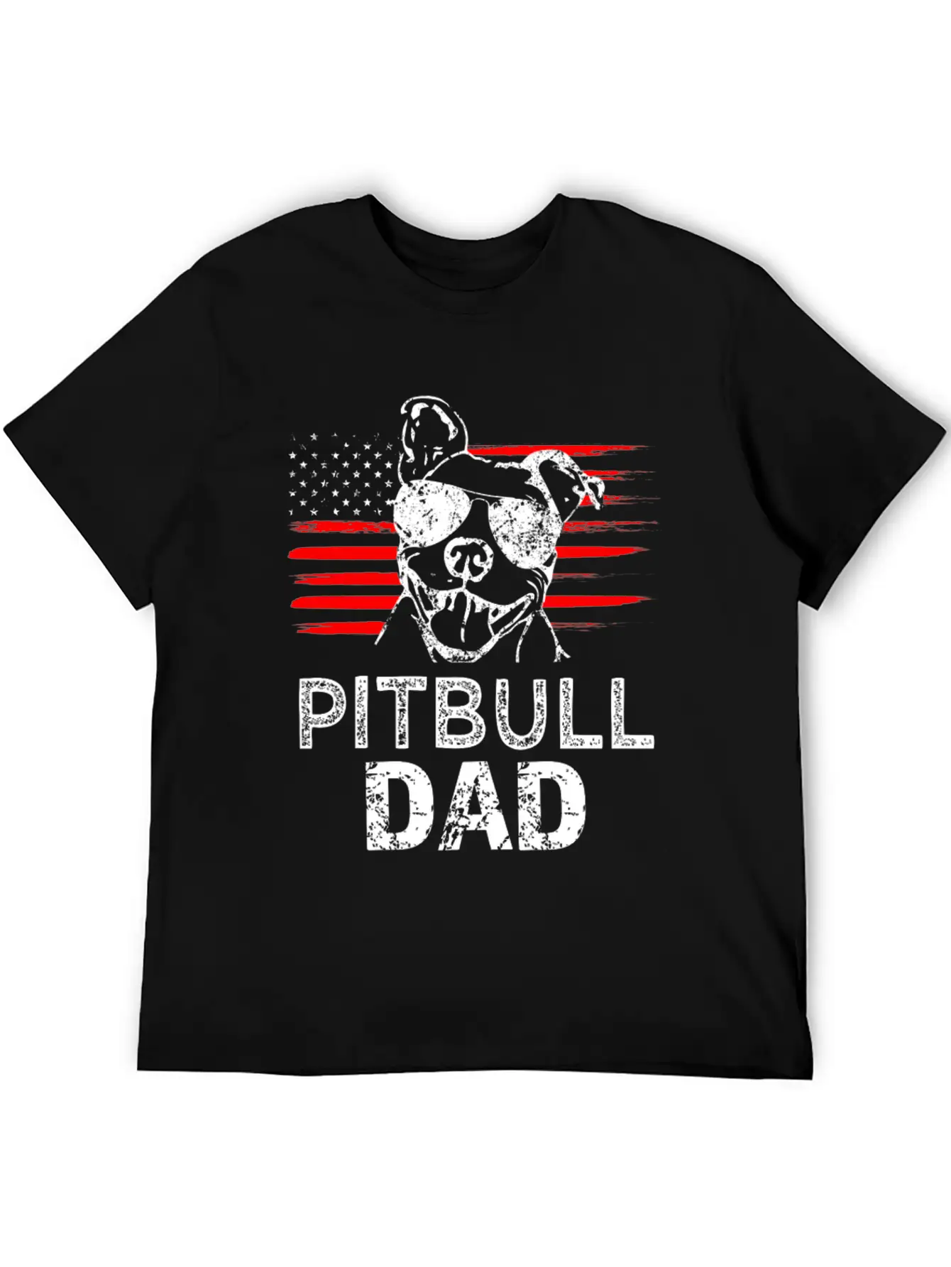 Proud Pitbull Dad Mens T-shirt American Flag Basic Graphic T-Shirt – Daily Comfort In Soft Cotton