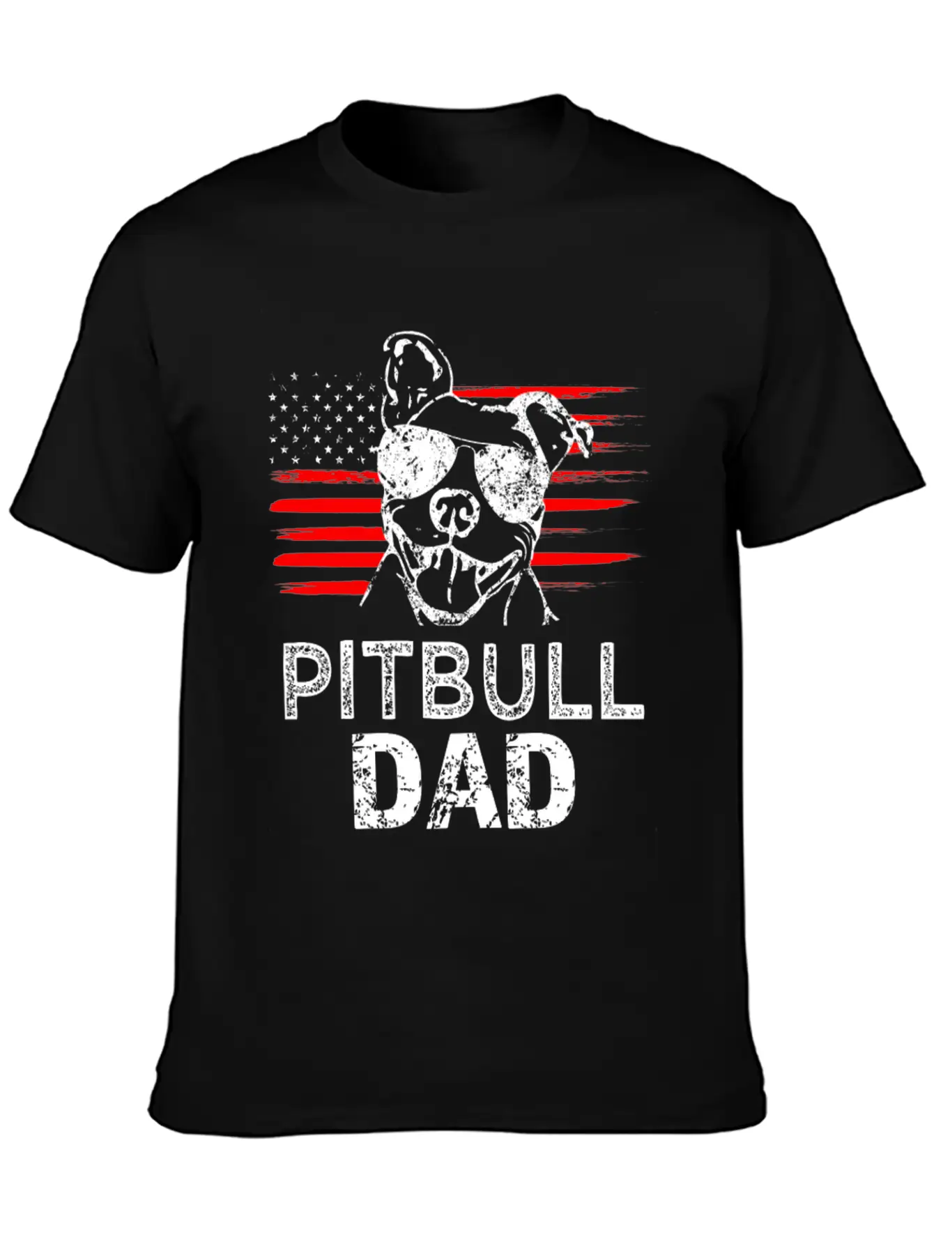 Proud Pitbull Dad Mens T-shirt American Flag Basic Graphic T-Shirt – Daily Comfort In Soft Cotton