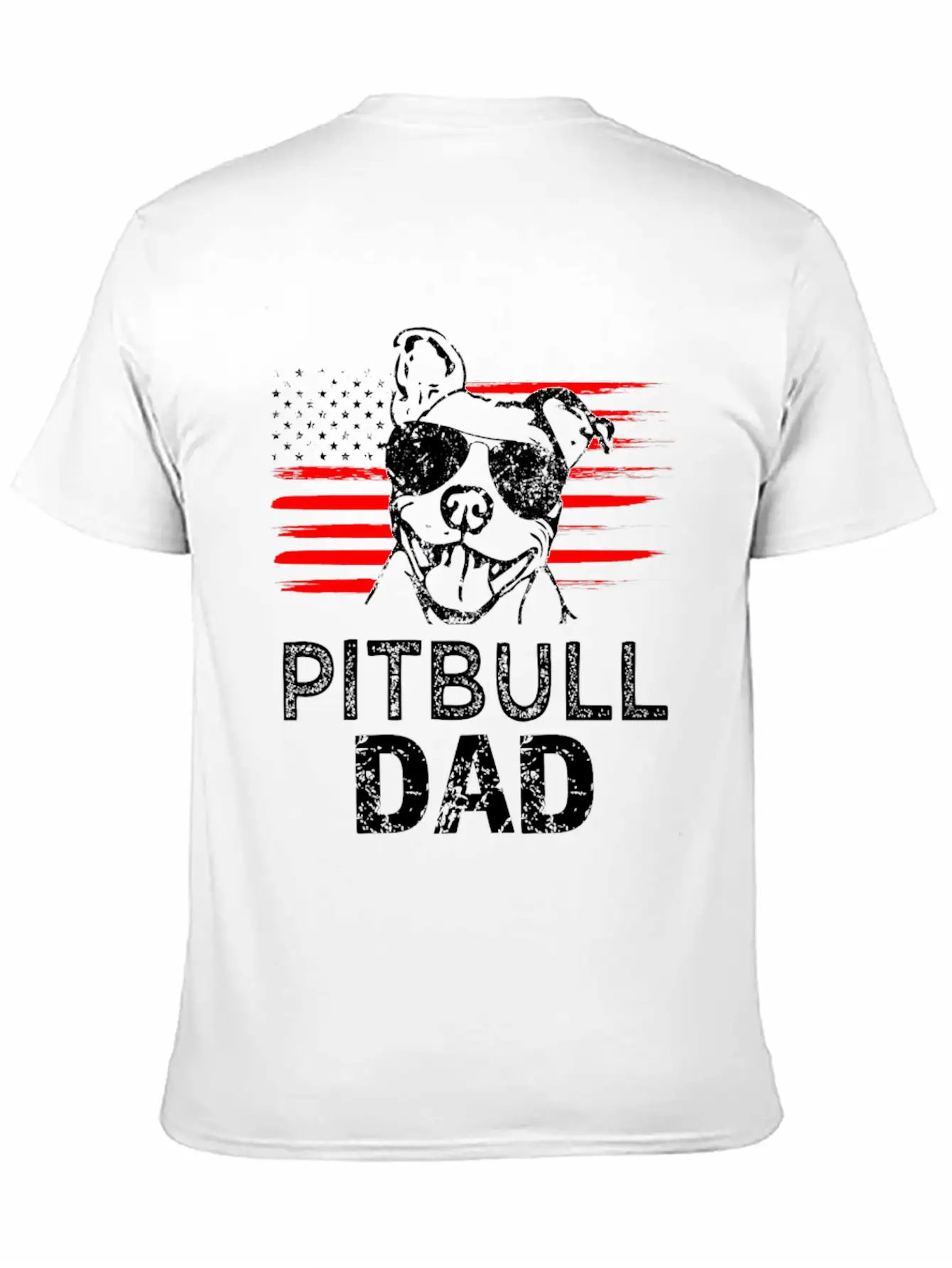 Proud Pitbull Dad Mens T-shirt American Flag Basic Graphic T-Shirt – Daily Comfort In Soft Cotton