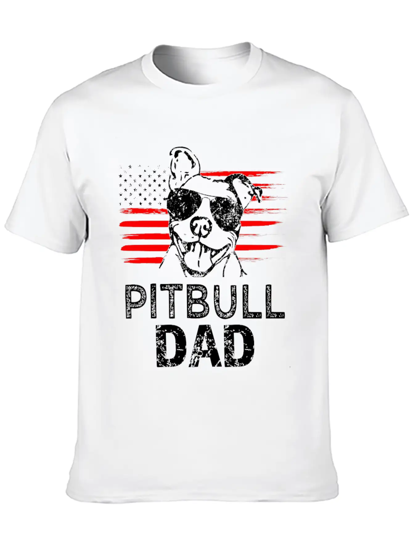 Proud Pitbull Dad Mens T-shirt American Flag Basic Graphic T-Shirt – Daily Comfort In Soft Cotton