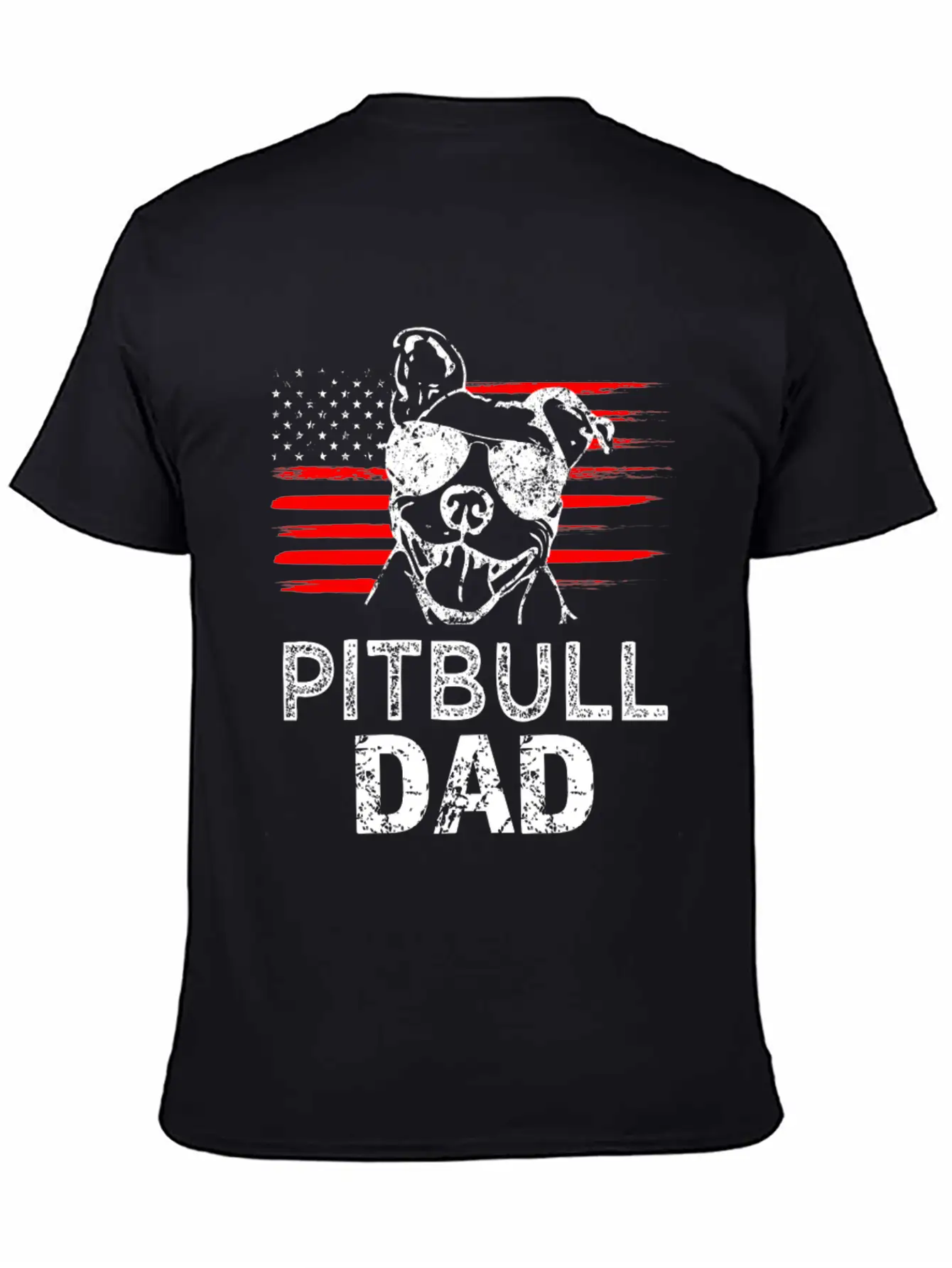 Proud Pitbull Dad Mens T-shirt American Flag Basic Graphic T-Shirt – Daily Comfort In Soft Cotton