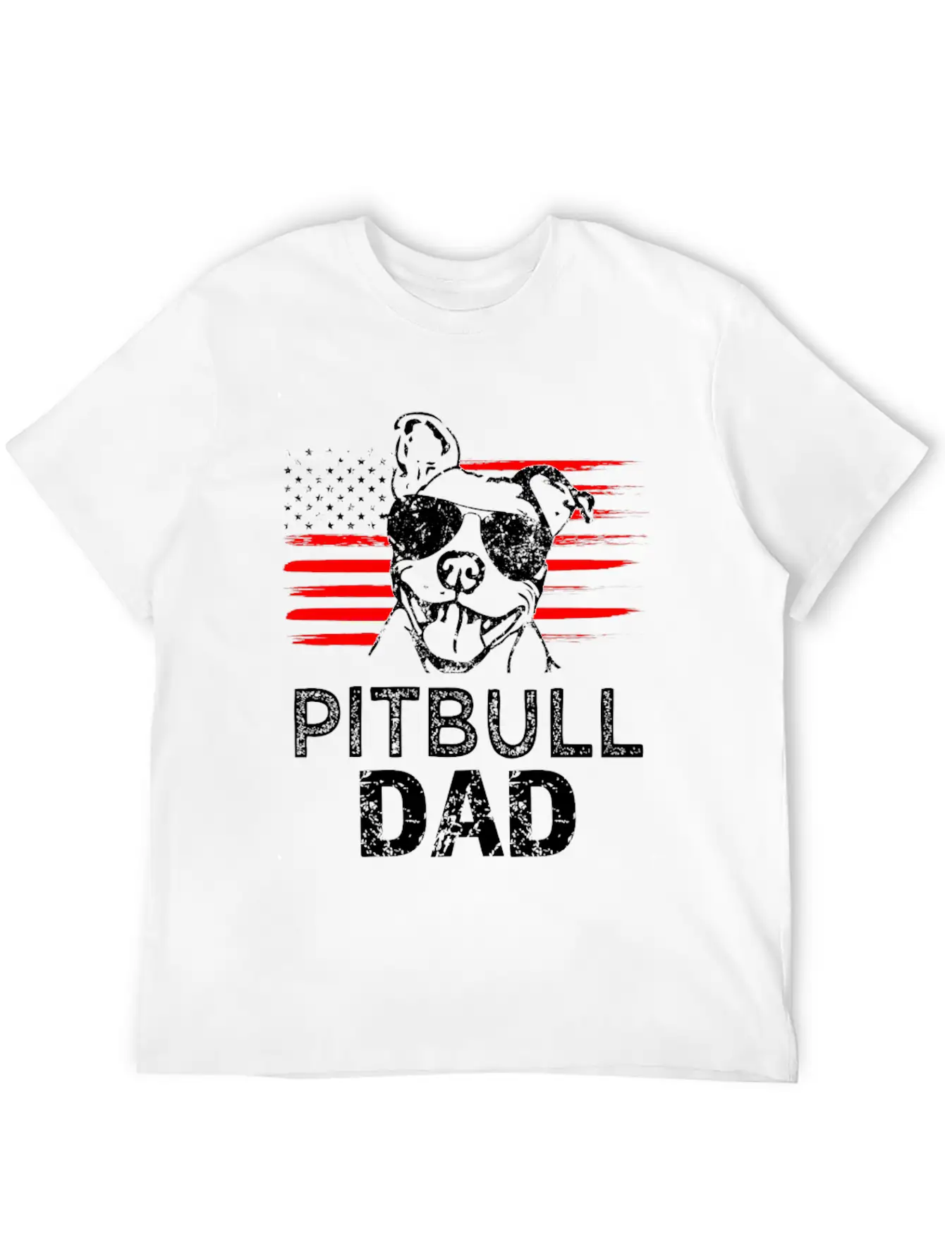 Proud Pitbull Dad Mens T-shirt American Flag Basic Graphic T-Shirt – Daily Comfort In Soft Cotton
