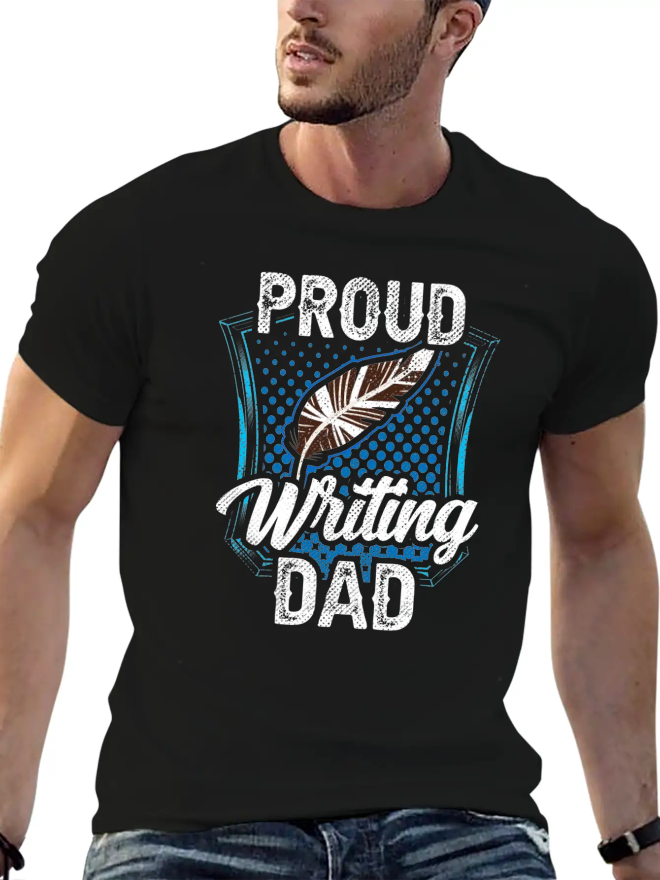 Proud Writing Dad Author Writer Write Job Classic Fit Graphic Tee For Daily Comfort – Unisex Cotton Shirt