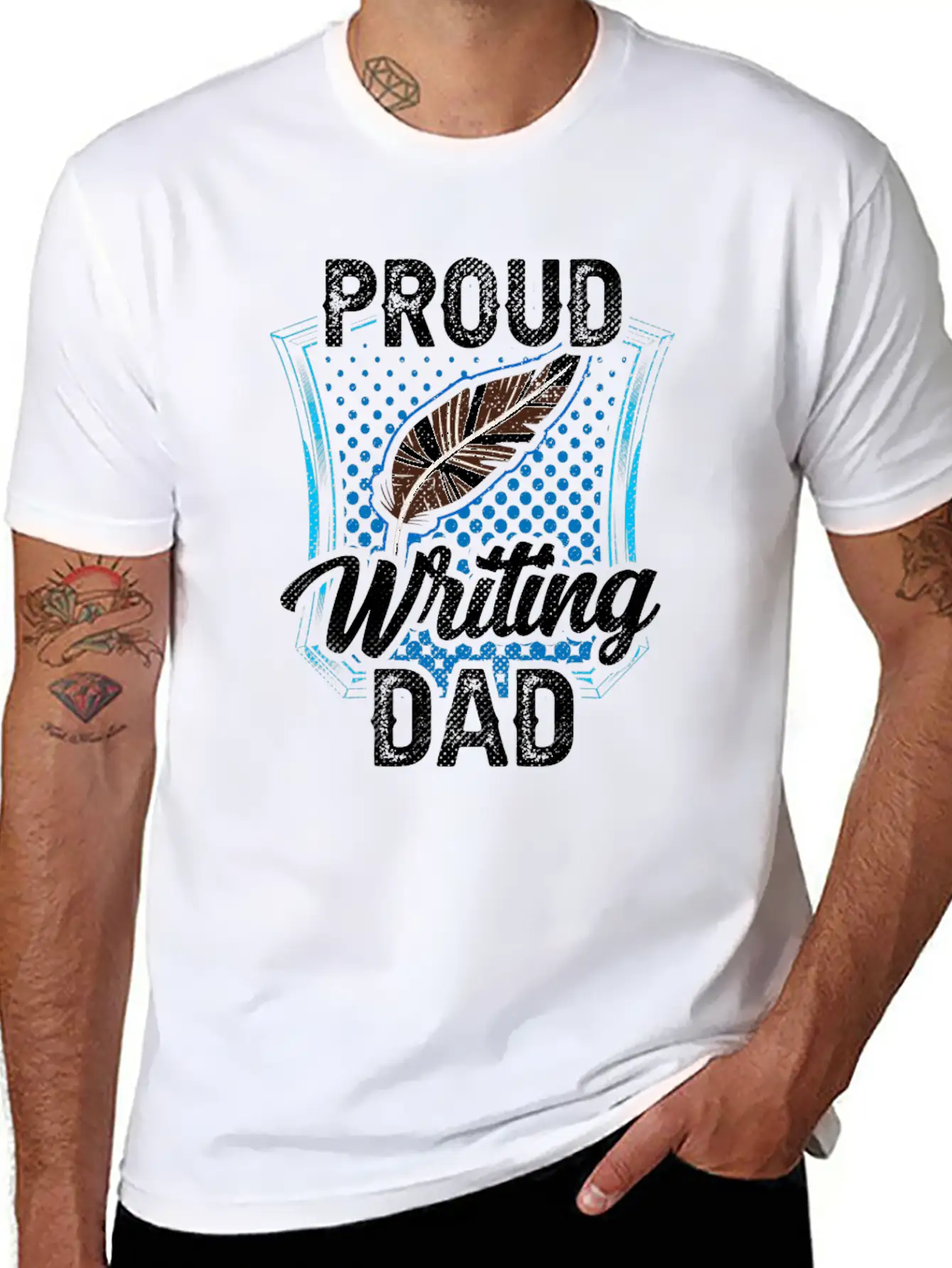 Proud Writing Dad Author Writer Write Job Classic Fit Graphic Tee For Daily Comfort – Unisex Cotton Shirt