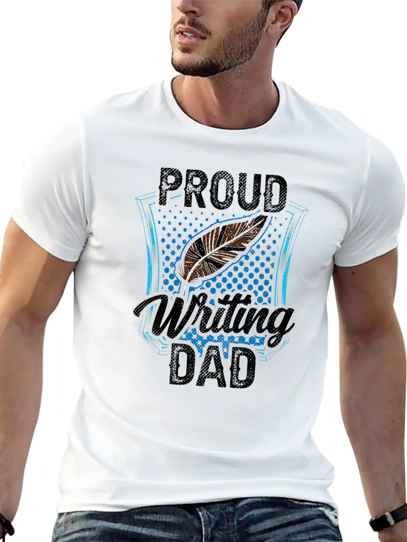 Proud Writing Dad Author Writer Write Job Classic Fit Graphic Tee For Daily Comfort – Unisex Cotton Shirt