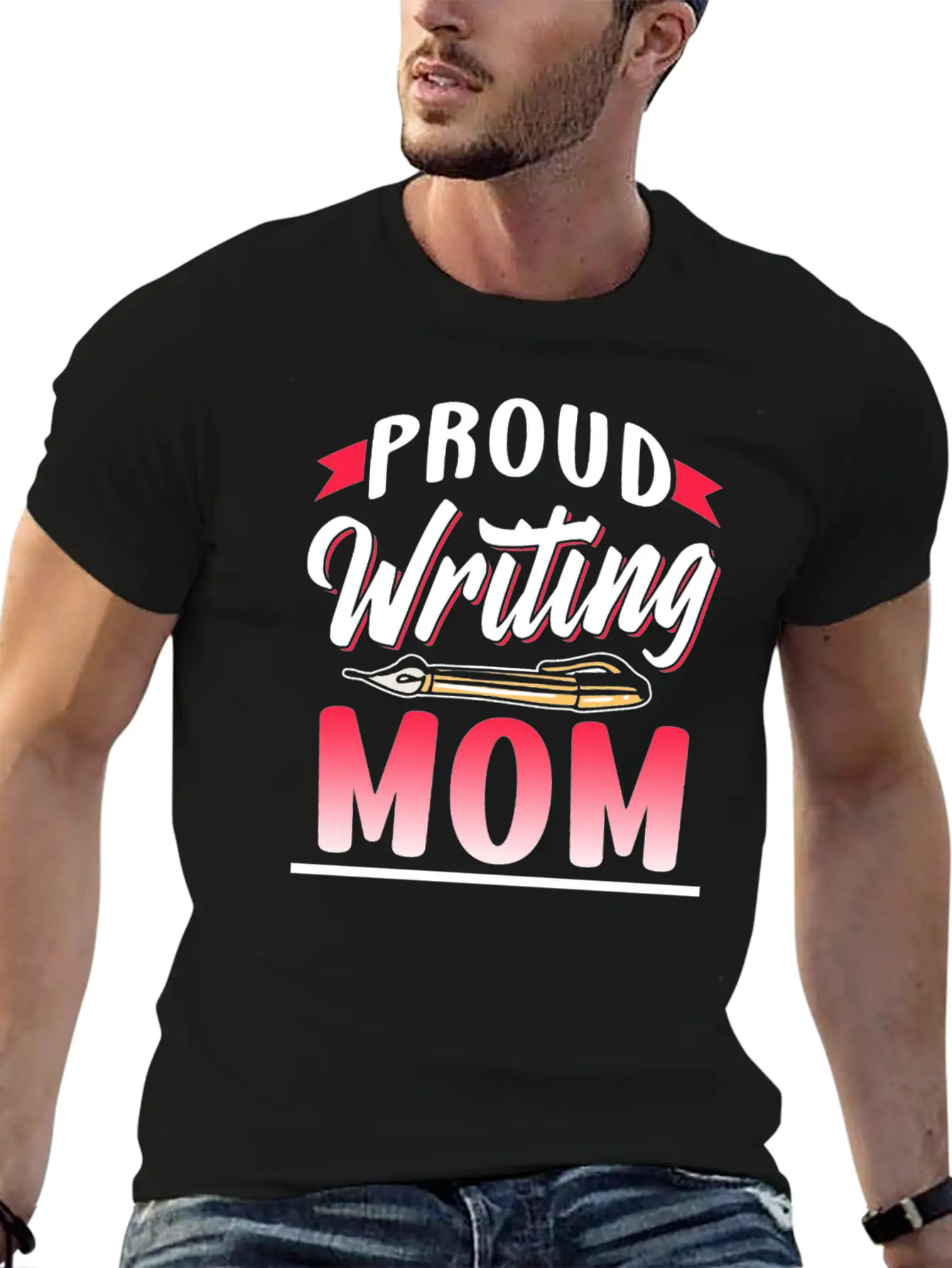 Proud Writing Mom Author Writer Job Write Basic Graphic T-Shirt – Daily Comfort In Soft Cotton