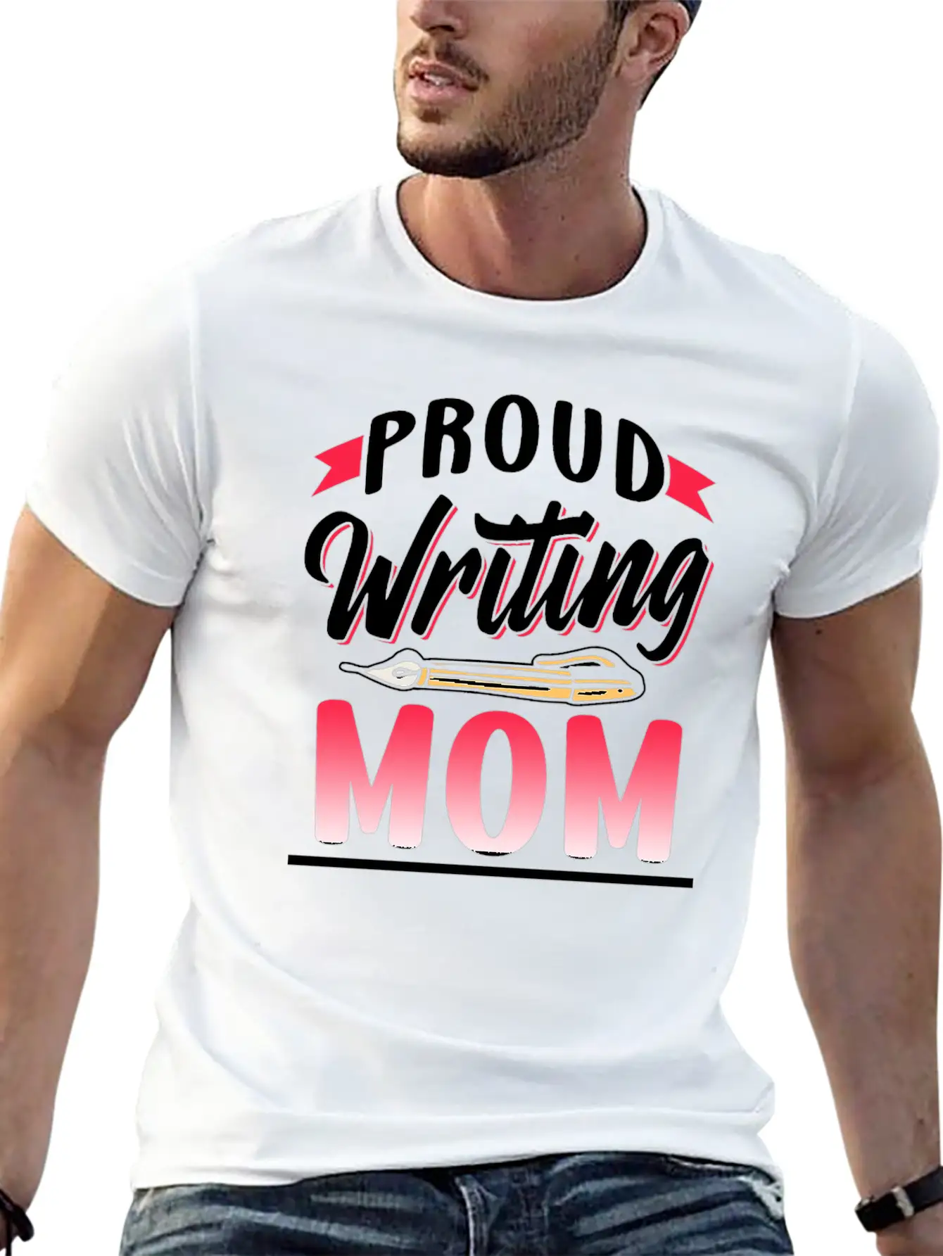 Proud Writing Mom Author Writer Job Write Basic Graphic T-Shirt – Daily Comfort In Soft Cotton