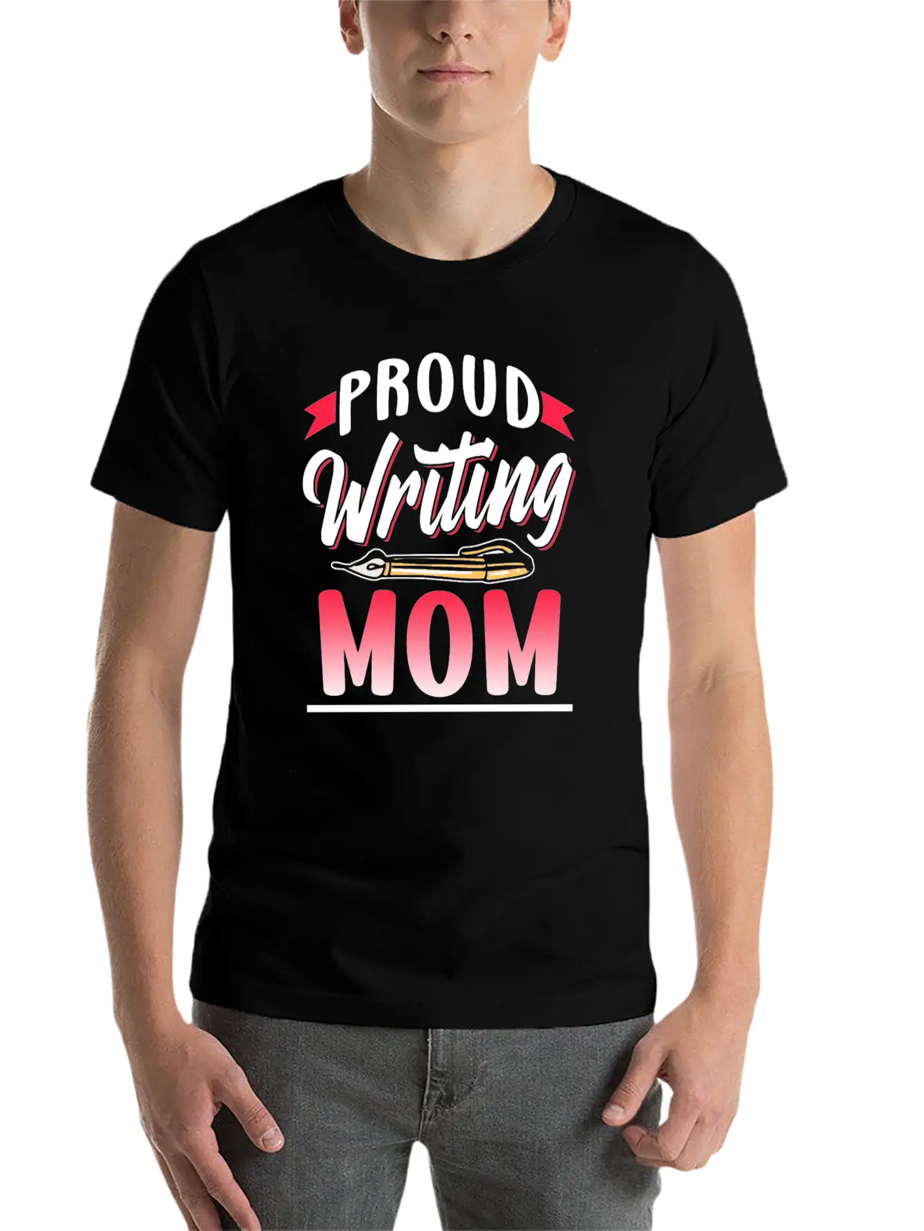 Proud Writing Mom Author Writer Job Write Basic Graphic T-Shirt – Daily Comfort In Soft Cotton