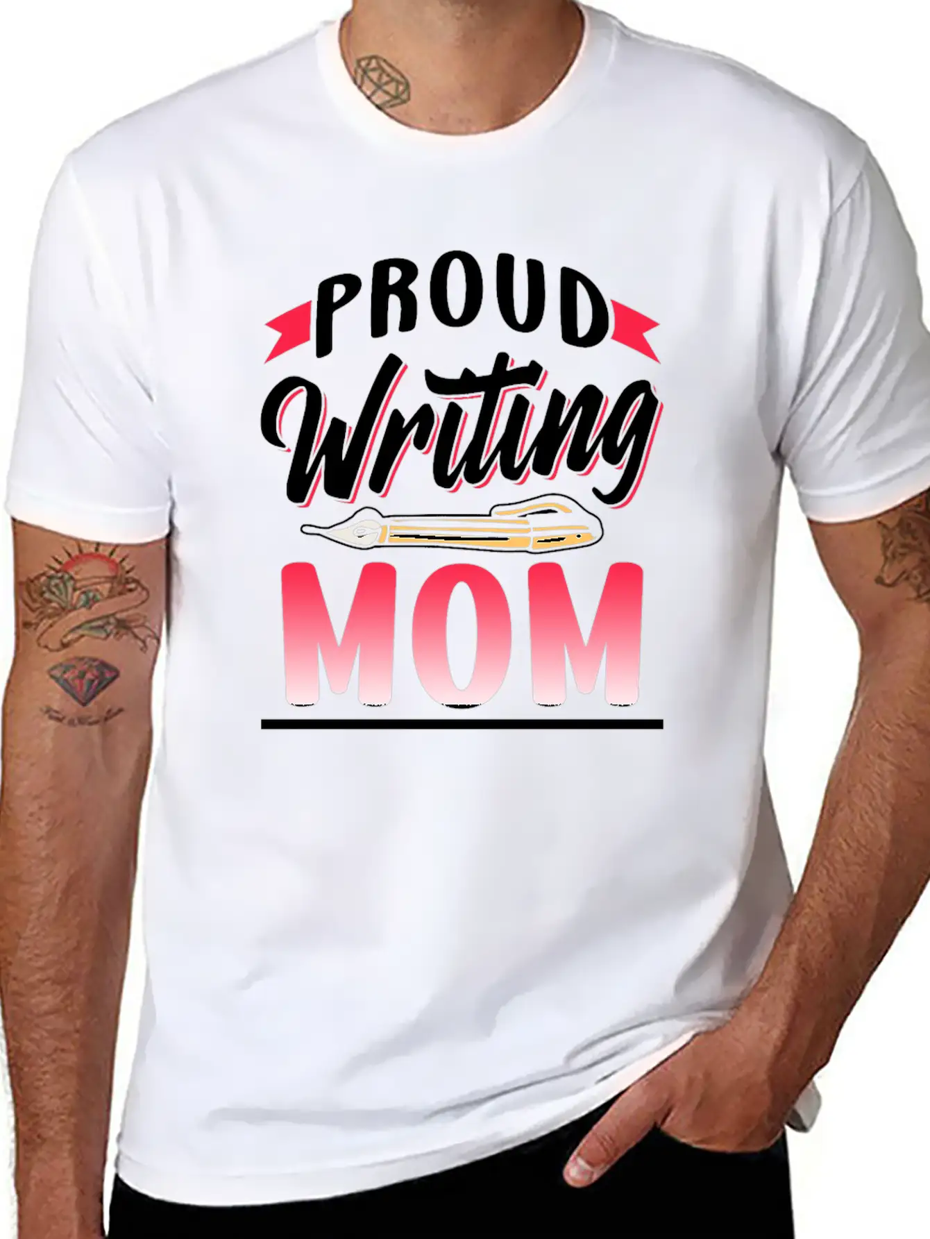 Proud Writing Mom Author Writer Job Write Basic Graphic T-Shirt – Daily Comfort In Soft Cotton