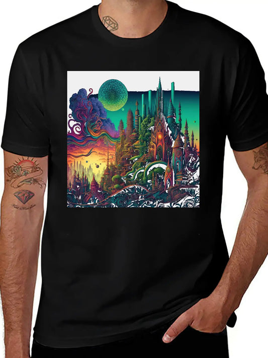 Psychedelic City 5 Lightweight Cotton T-Shirt – Daily Comfort Graphic Shirt