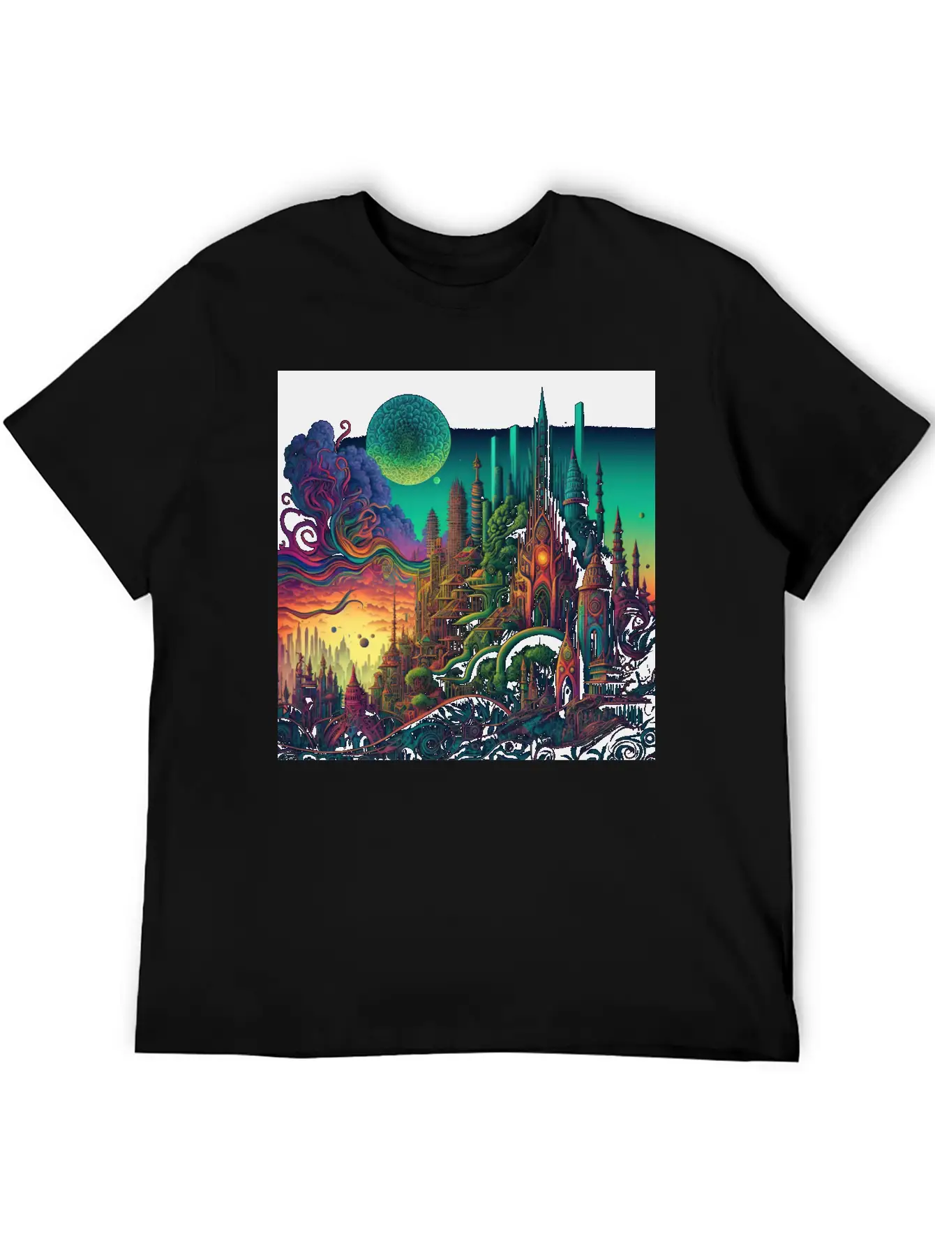 Psychedelic City 5 Lightweight Cotton T-Shirt – Daily Comfort Graphic Shirt