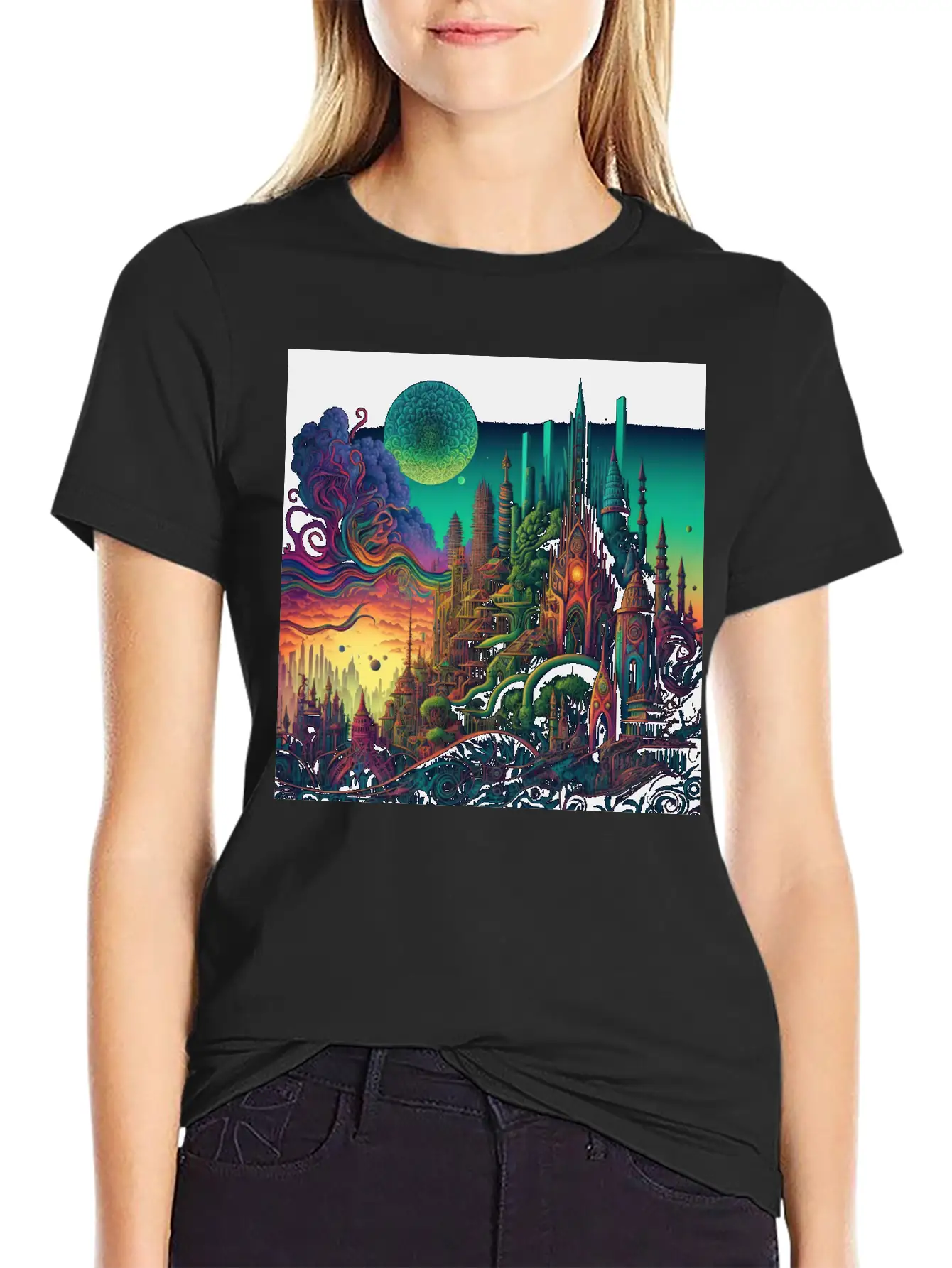 Psychedelic City 5 Lightweight Cotton T-Shirt – Daily Comfort Graphic Shirt