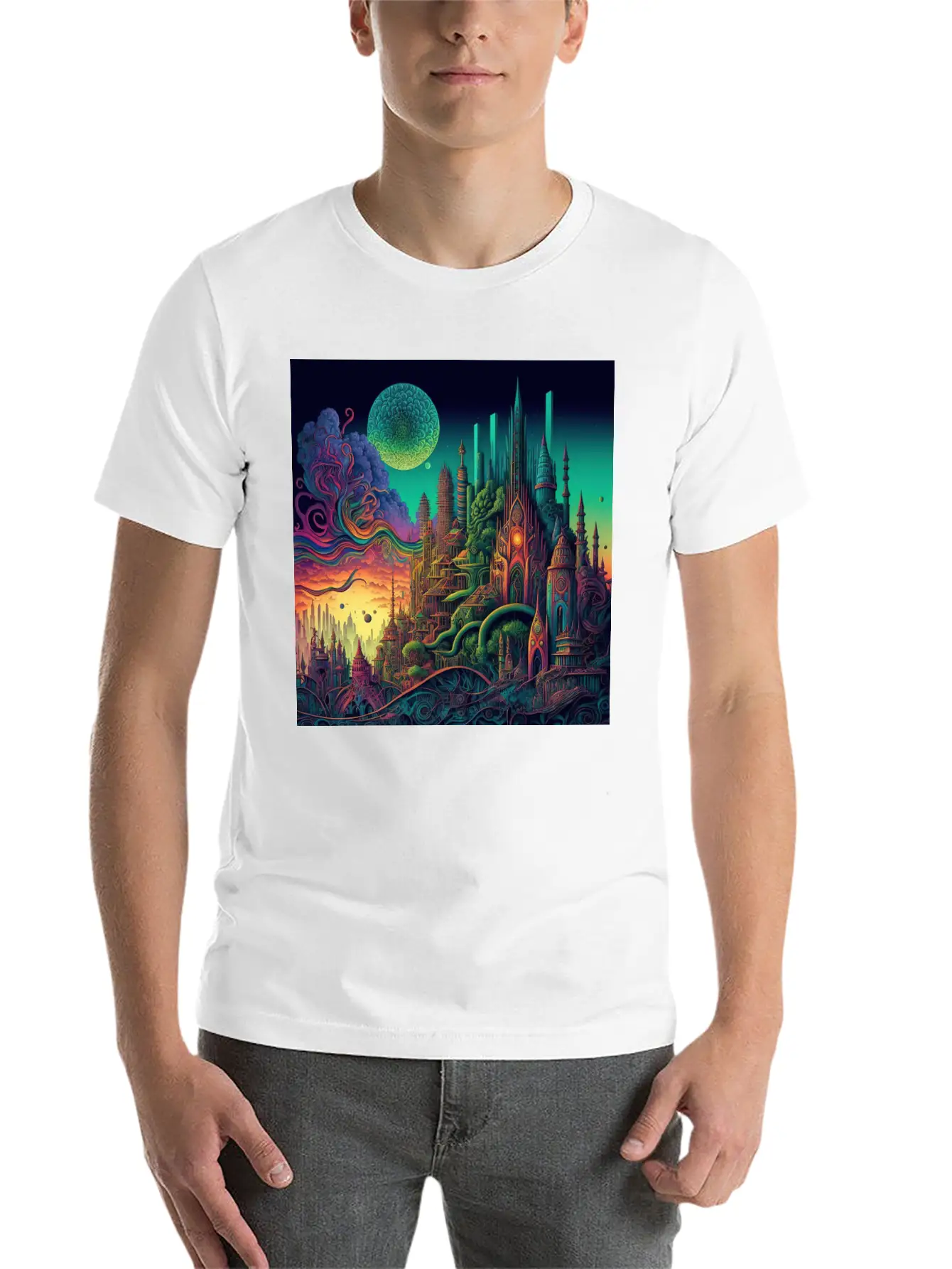 Psychedelic City 5 Lightweight Cotton T-Shirt – Daily Comfort Graphic Shirt