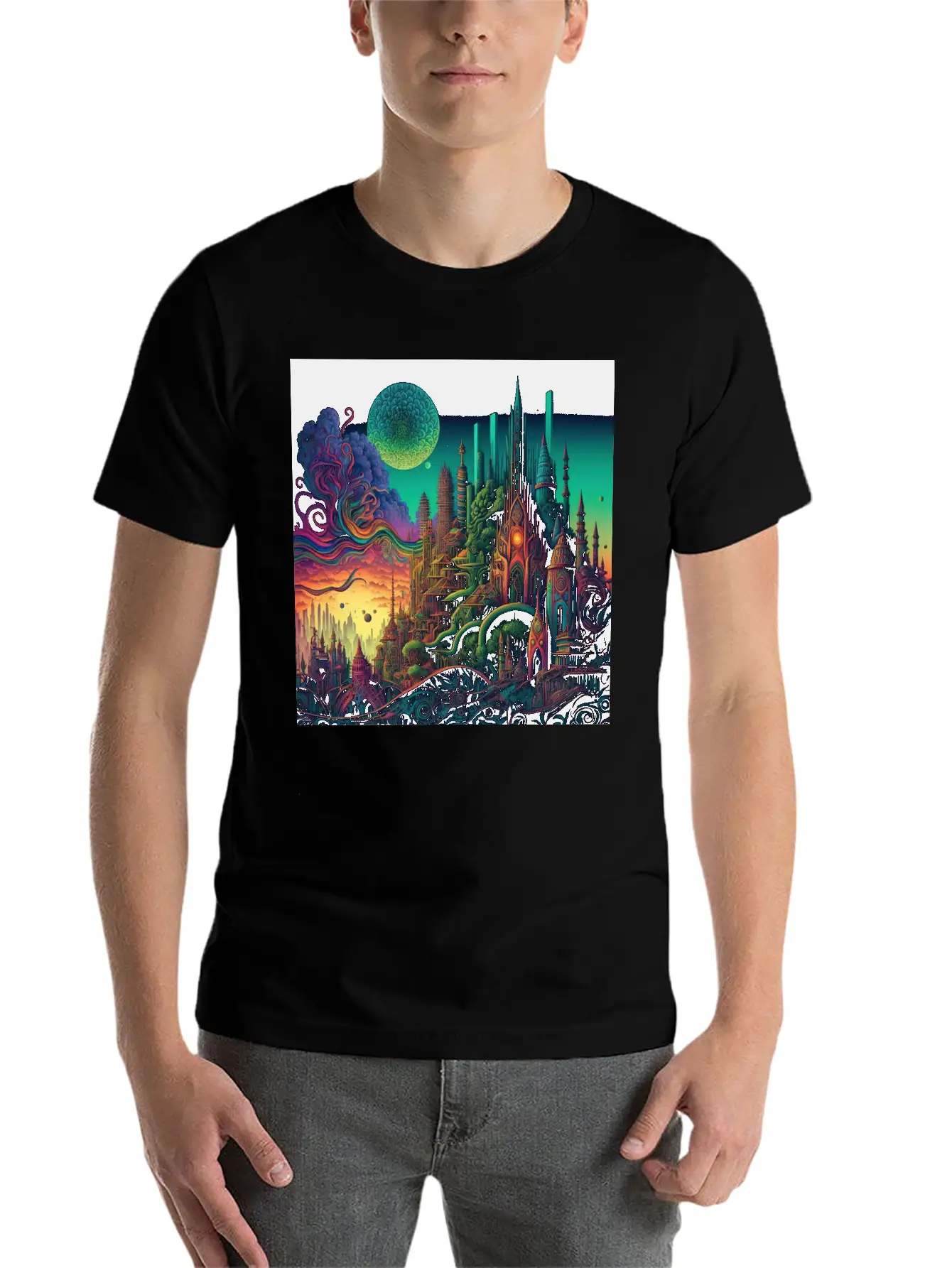 Psychedelic City 5 Lightweight Cotton T-Shirt – Daily Comfort Graphic Shirt
