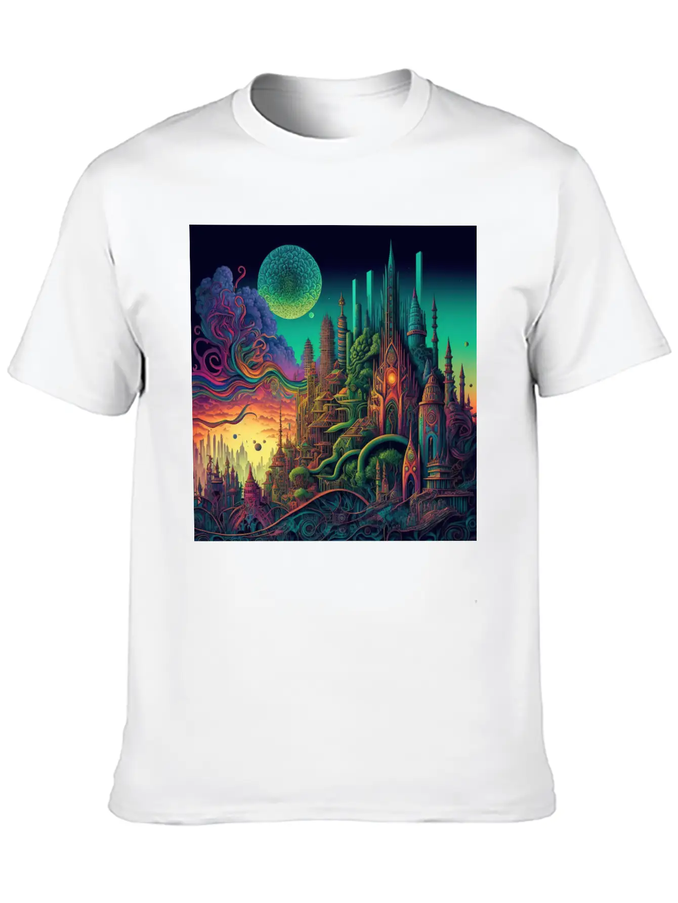 Psychedelic City 5 Lightweight Cotton T-Shirt – Daily Comfort Graphic Shirt