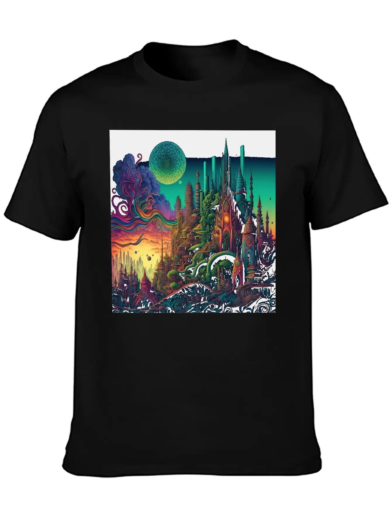 Psychedelic City 5 Lightweight Cotton T-Shirt – Daily Comfort Graphic Shirt